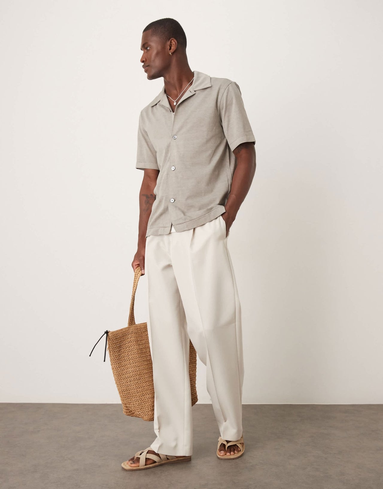 ARKET pure cotton heavyweight jersey short sleeve shirt in grey - ASOS Sample Sale