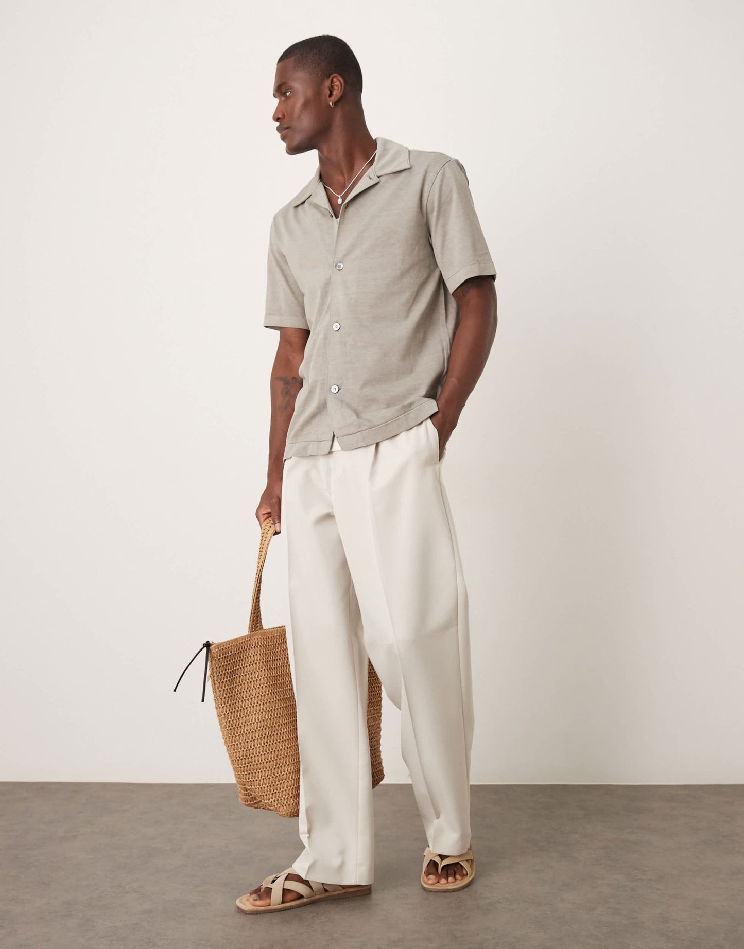 ARKET pure cotton heavyweight jersey short sleeve shirt in grey - ASOS Sample Sale
