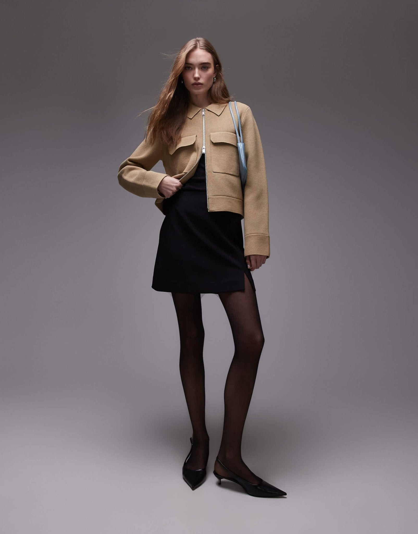 ARKET pure cotton knitted compact utility jacket in dark beige - ASOS Sample Sale