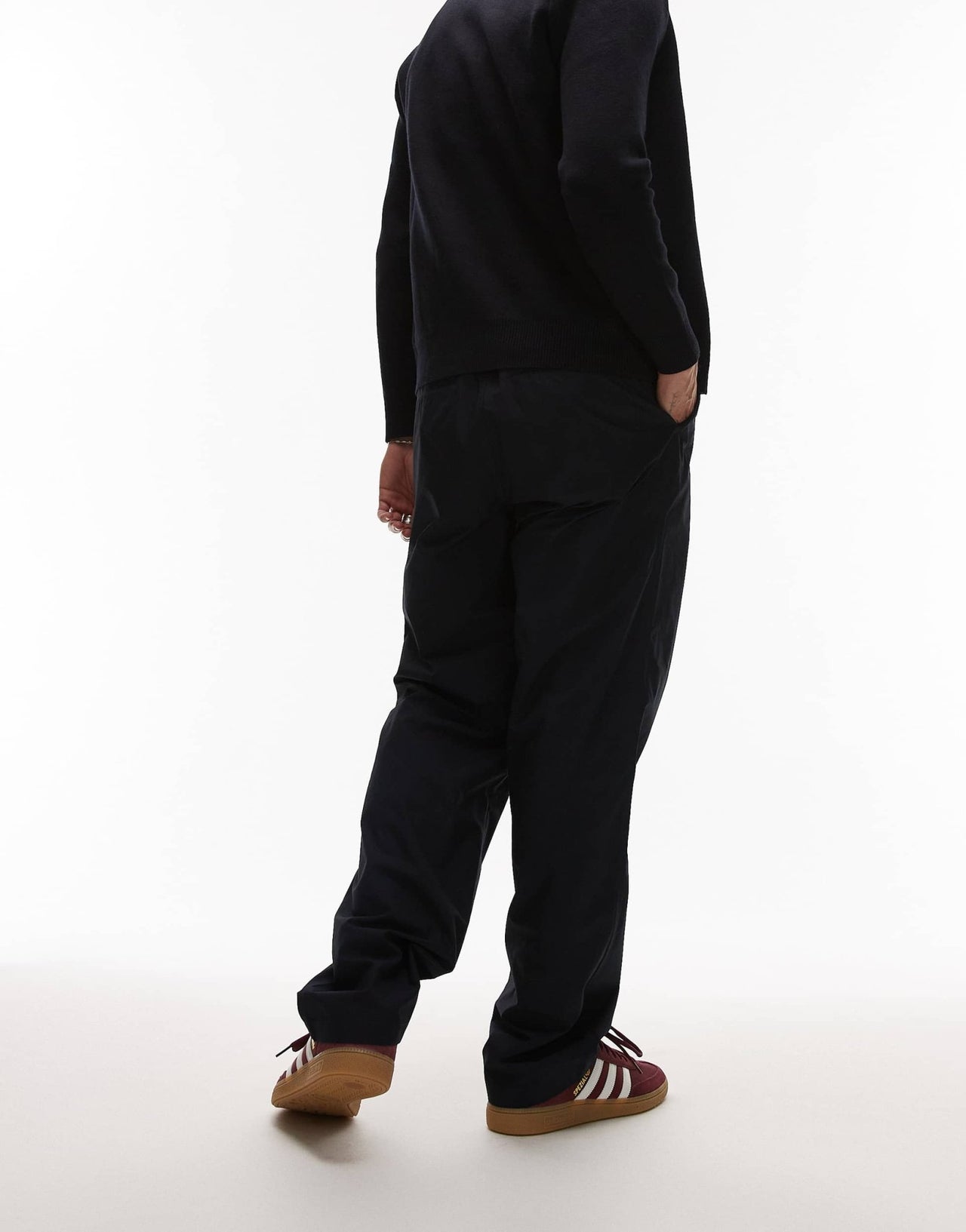 ARKET pure cotton lightweight pull - on trousers in navy blue - ASOS Sample Sale
