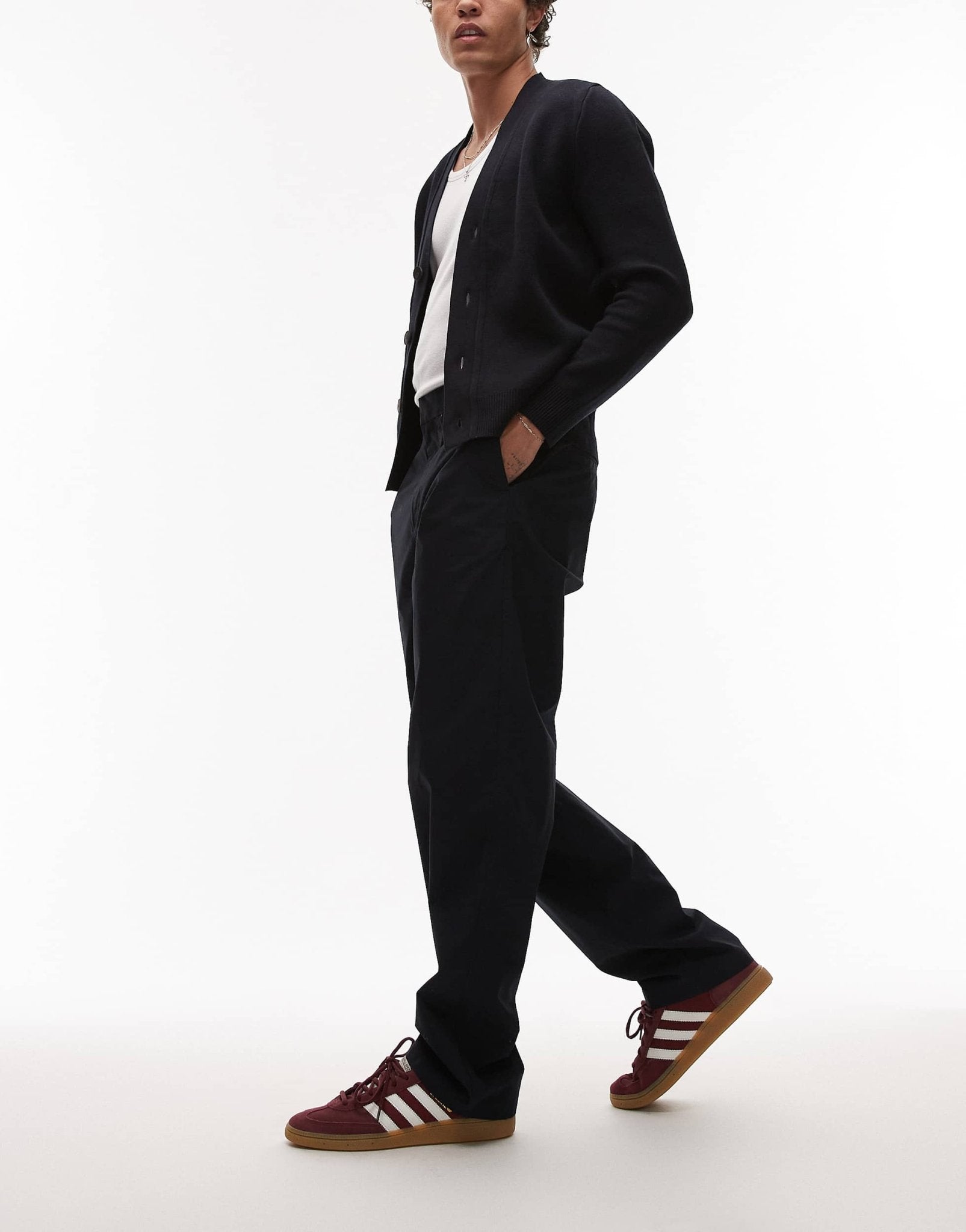 ARKET pure cotton lightweight pull - on trousers in navy blue - ASOS Sample Sale