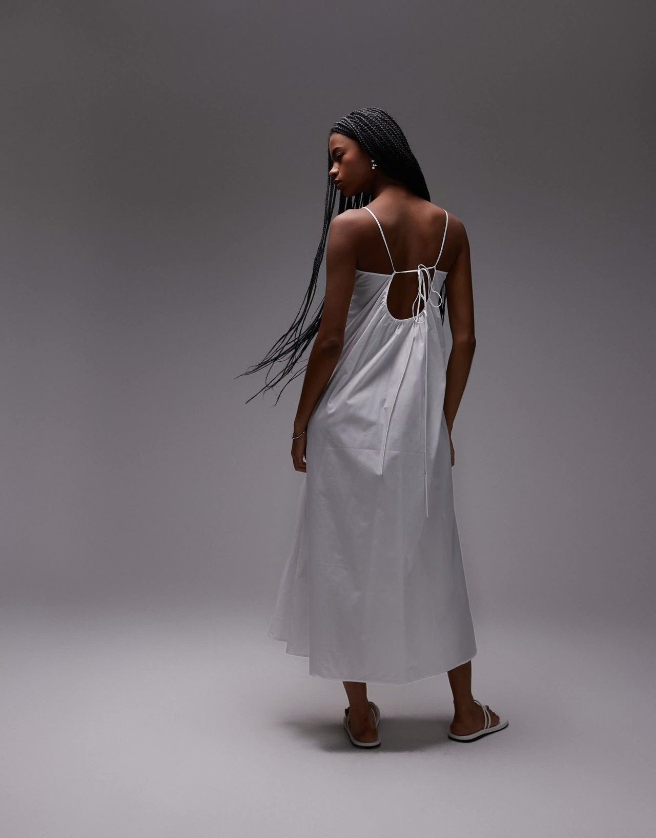 ARKET pure cotton poplin maxi beach dress with spaghetti straps in white - ASOS Sample Sale