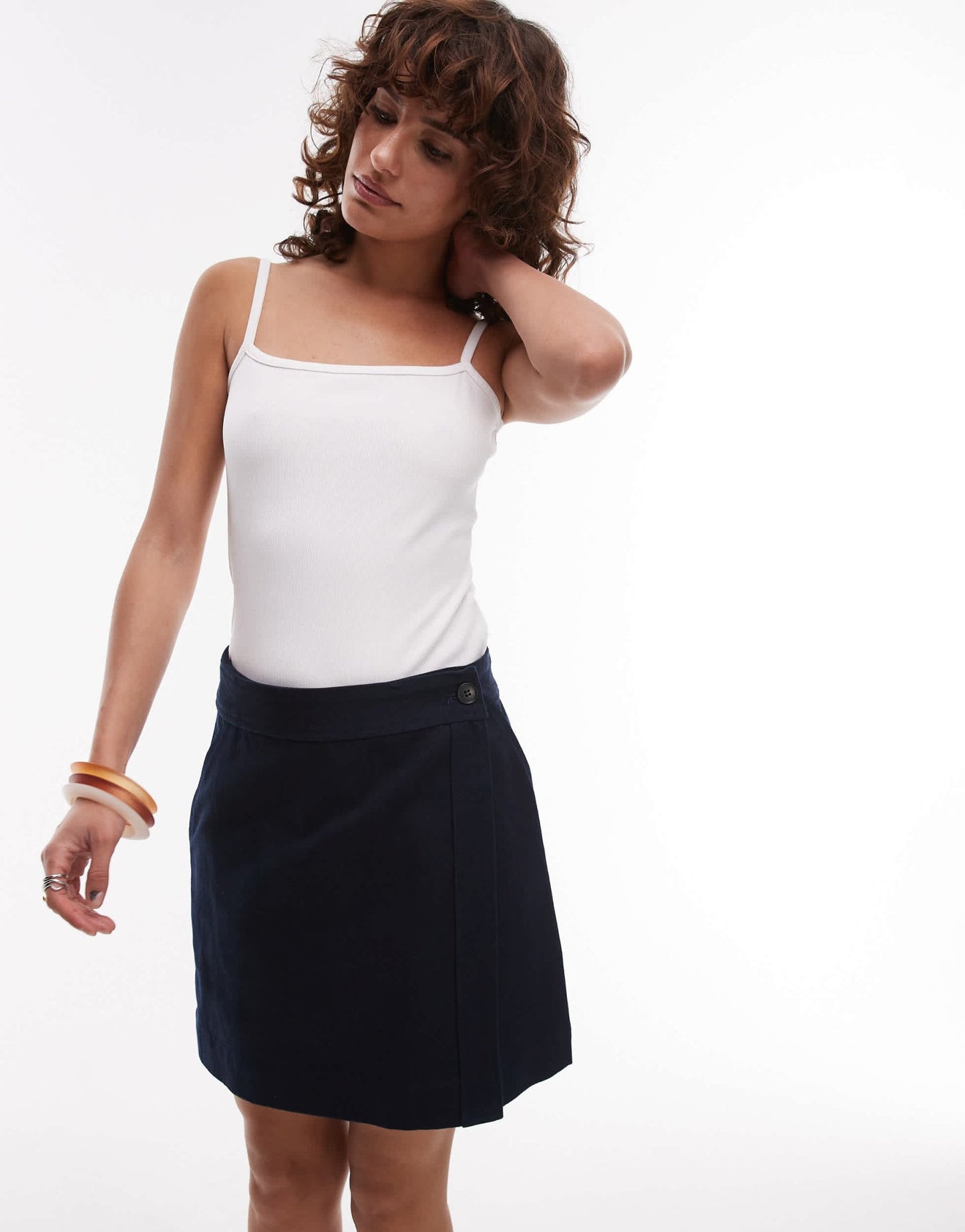 ARKET pure cotton twill wrap mini skirt in navy blue - ASOS Sample Sale