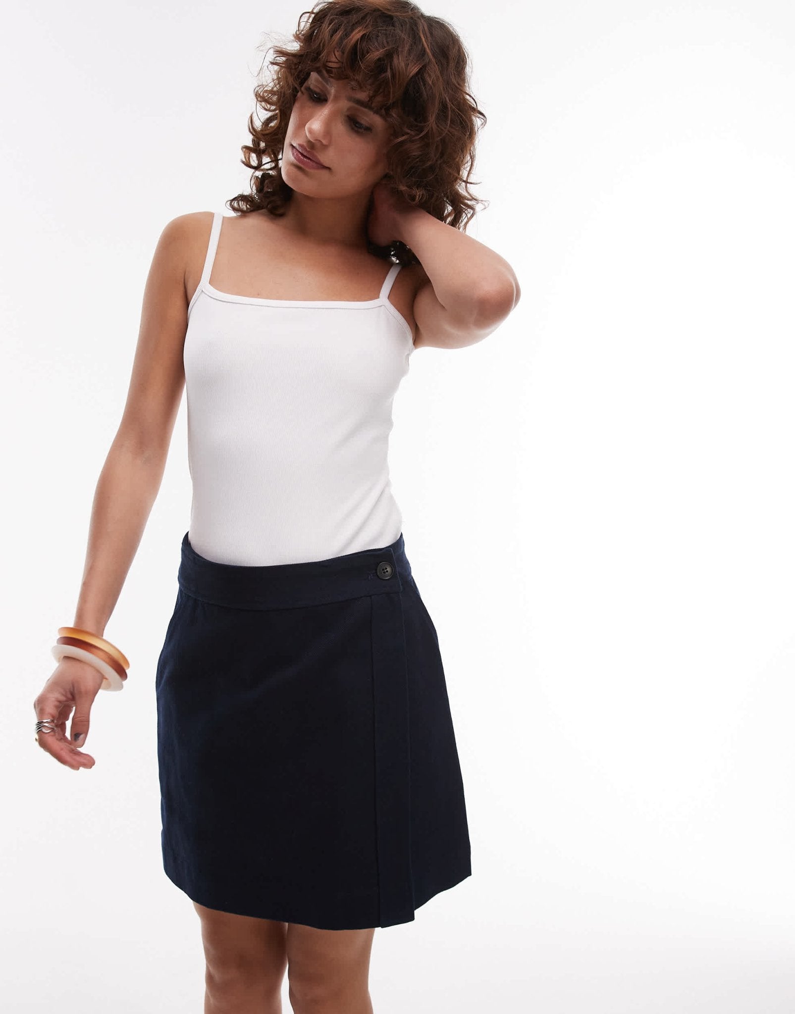 ARKET pure cotton twill wrap mini skirt in navy blue - ASOS Sample Sale
