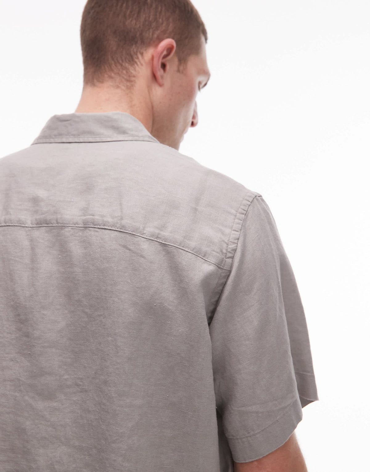 ARKET pure linen relaxed short sleeved shirt in grey - ASOS Sample Sale