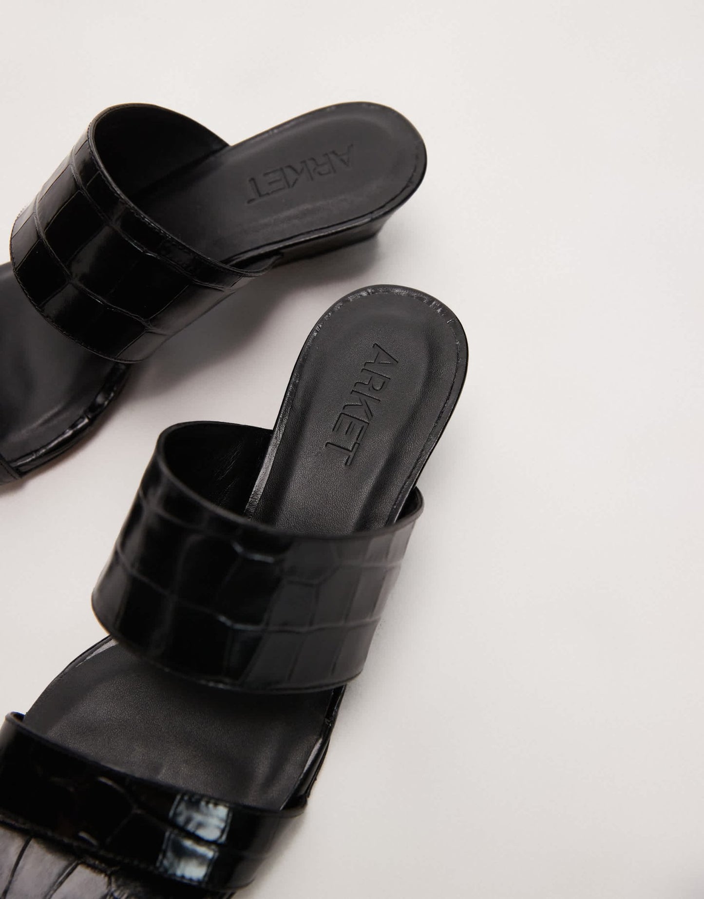 ARKET real leather croc wedge sandal in black - ASOS Sample Sale