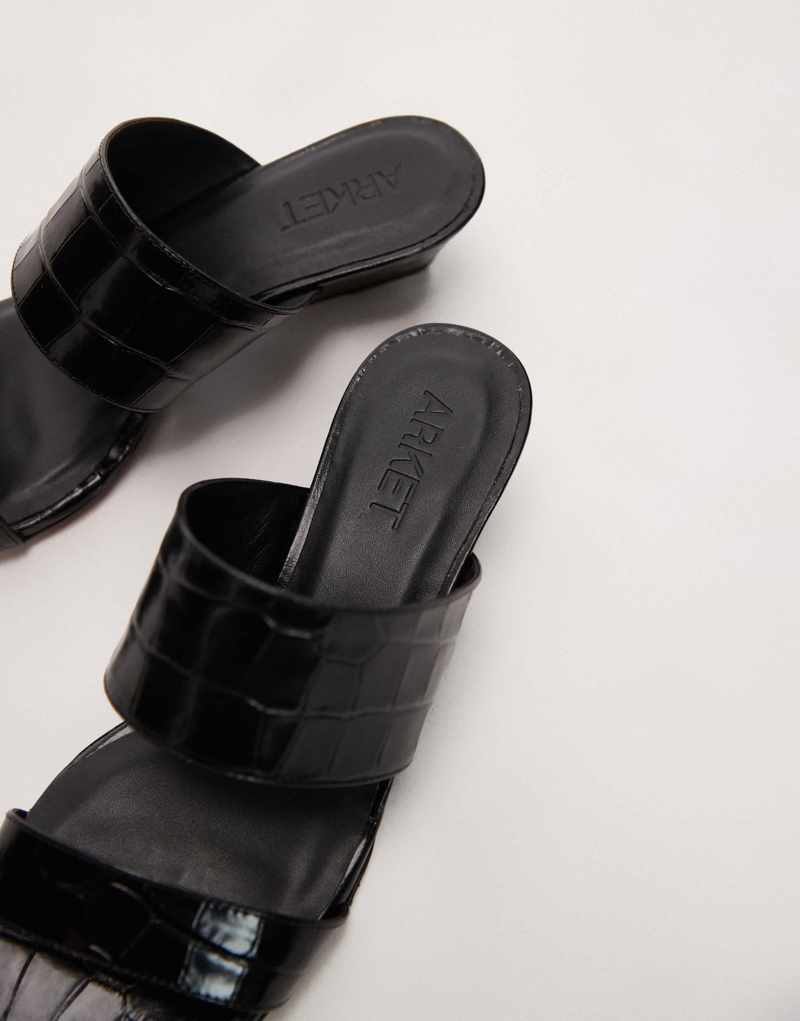 ARKET real leather croc wedge sandal in black - ASOS Sample Sale