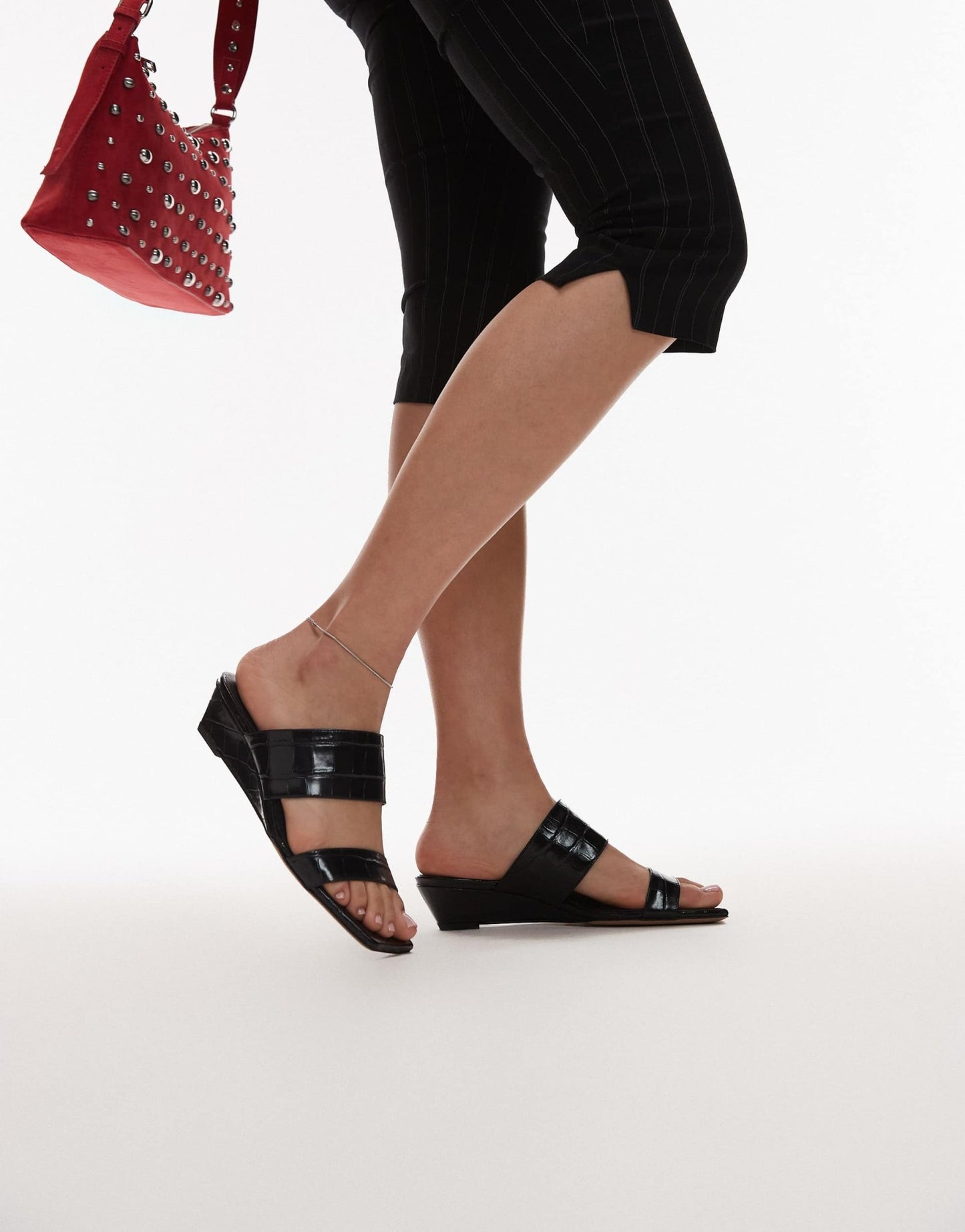 ARKET real leather croc wedge sandal in black - ASOS Sample Sale