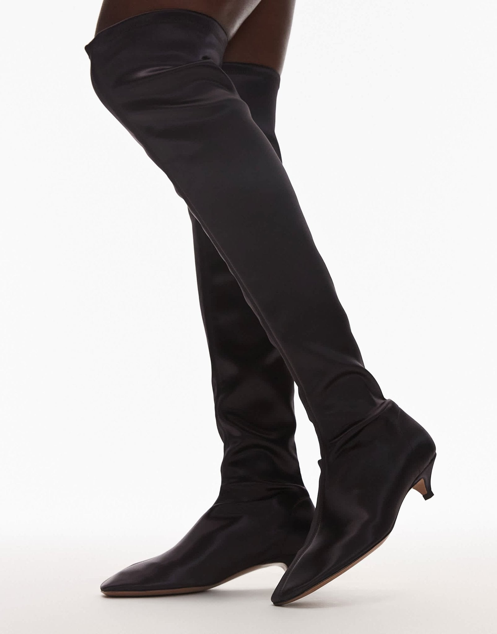 ARKET real leather over the knee boots in dark burgundy - ASOS Sample Sale