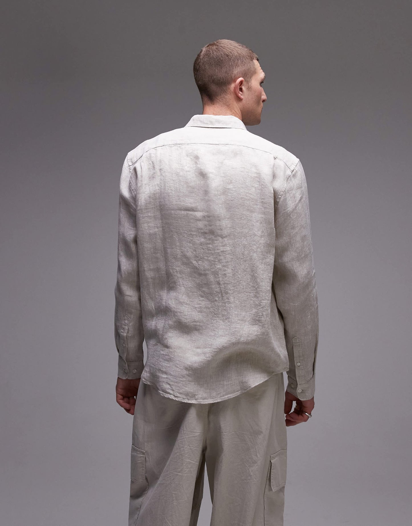 ARKET regular fit linen shirt in beige - ASOS Sample Sale