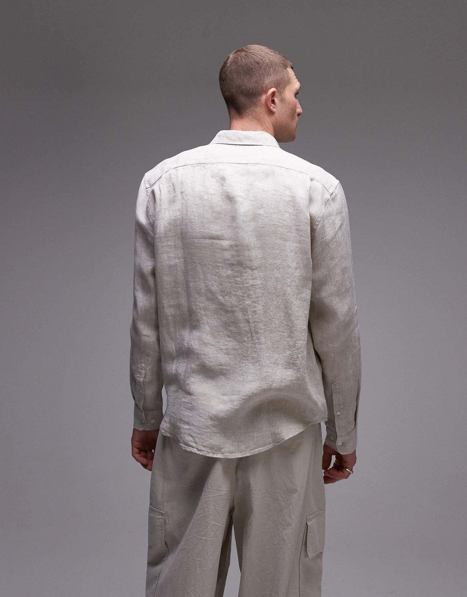 ARKET regular fit linen shirt in beige - ASOS Sample Sale