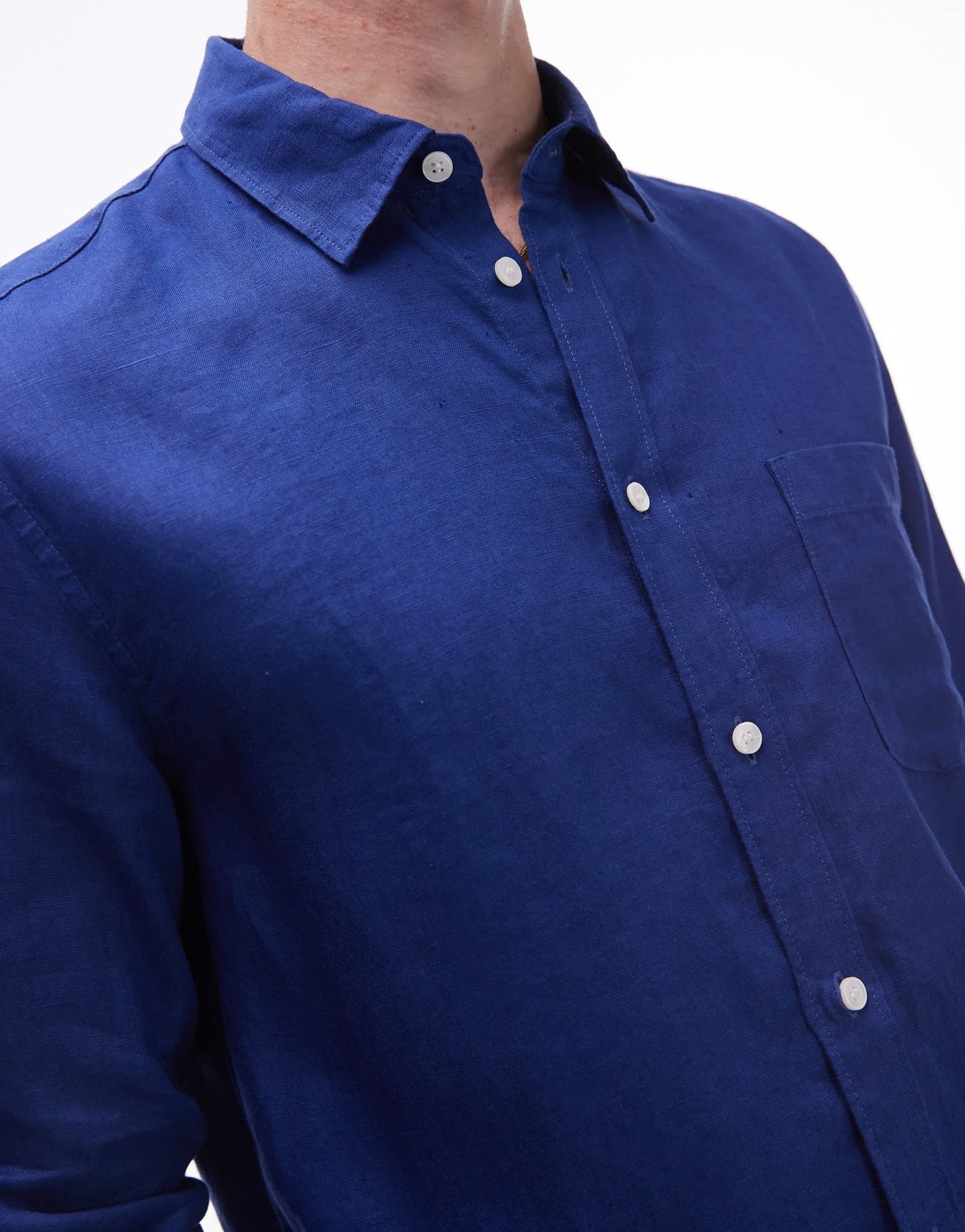ARKET regular fit linen shirt in royal blue - ASOS Sample Sale