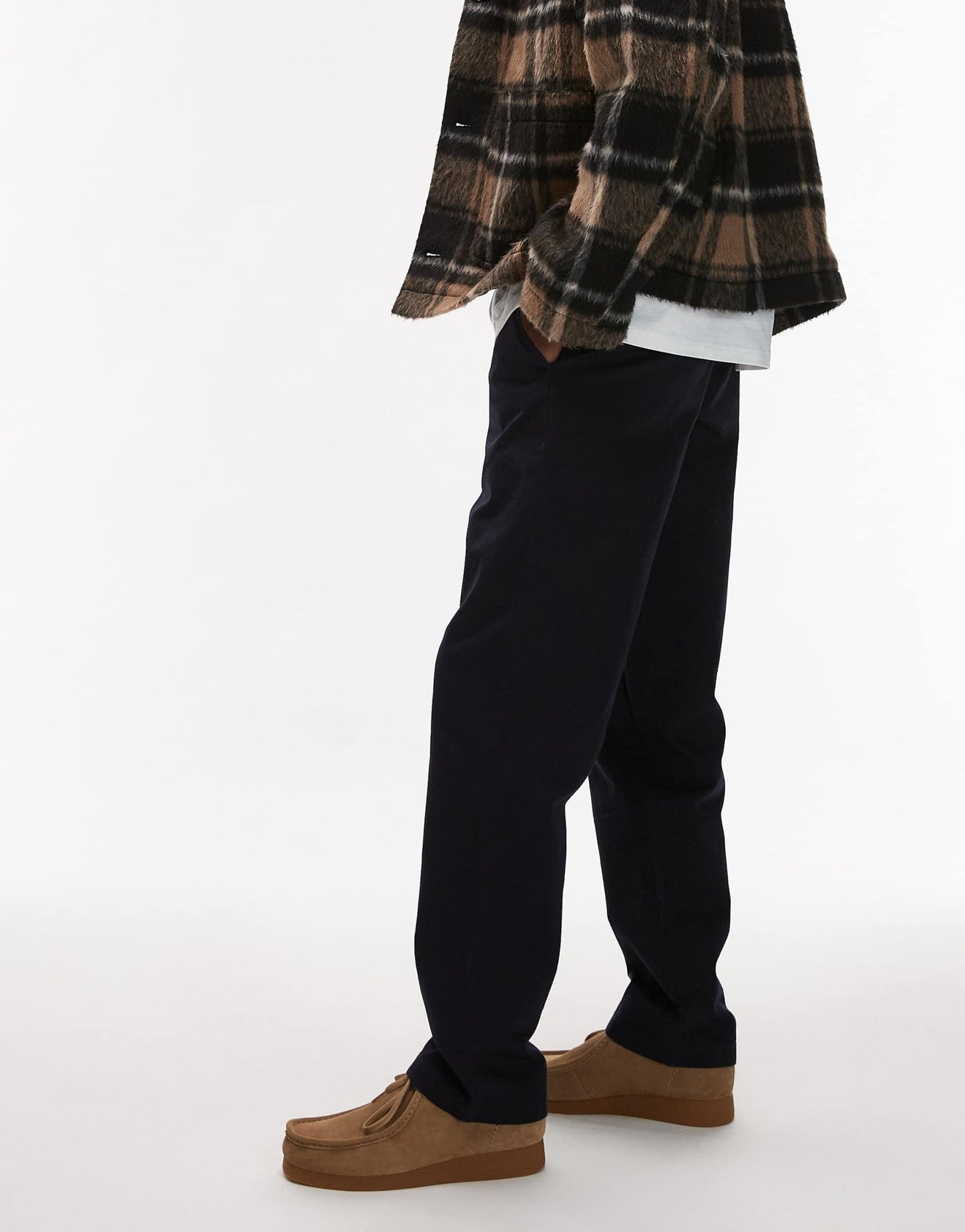 ARKET relaxed fit trousers with flat front in dark blue - ASOS Sample Sale