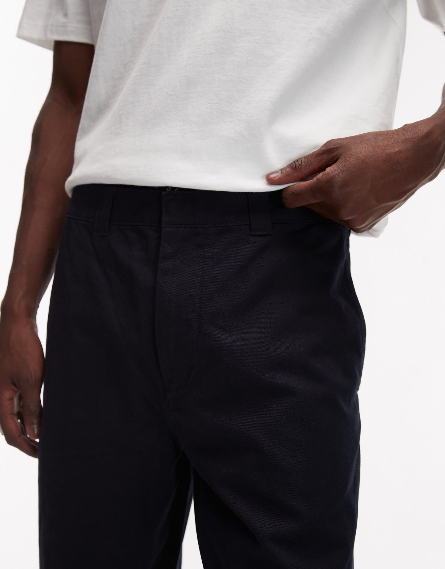 ARKET relaxed fit trousers with flat front in dark blue - ASOS Sample Sale