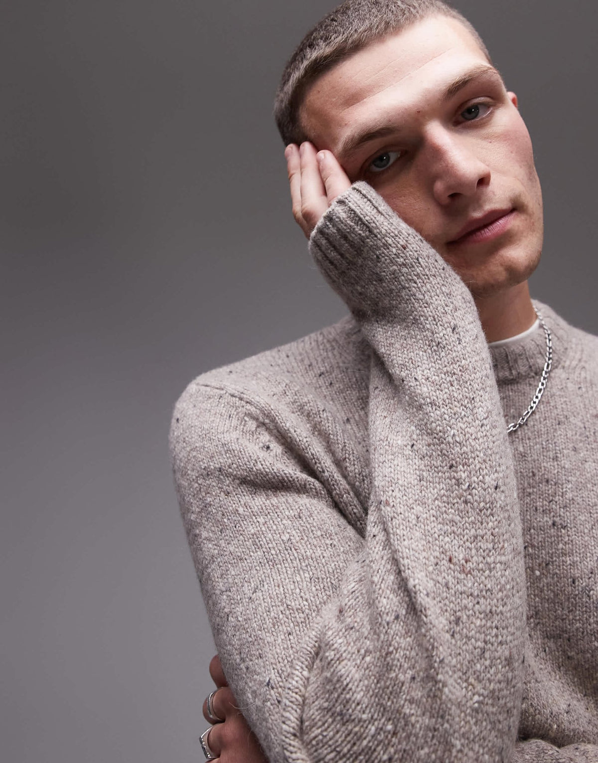 ARKET relaxed fit wool blend textured sweater in beige - ASOS Sample Sale