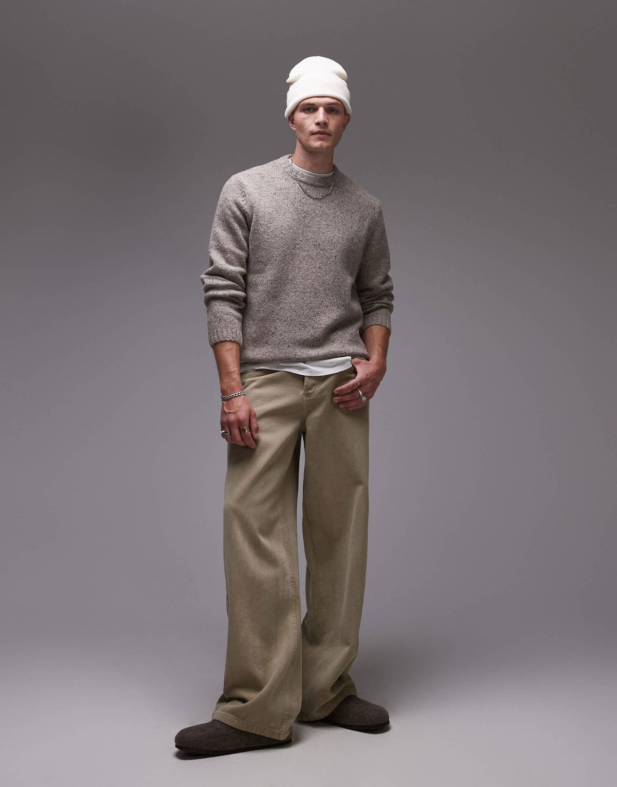 ARKET relaxed fit wool blend textured sweater in beige - ASOS Sample Sale