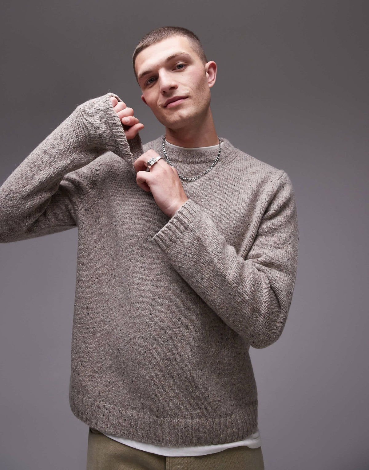 ARKET relaxed fit wool blend textured sweater in beige - ASOS Sample Sale