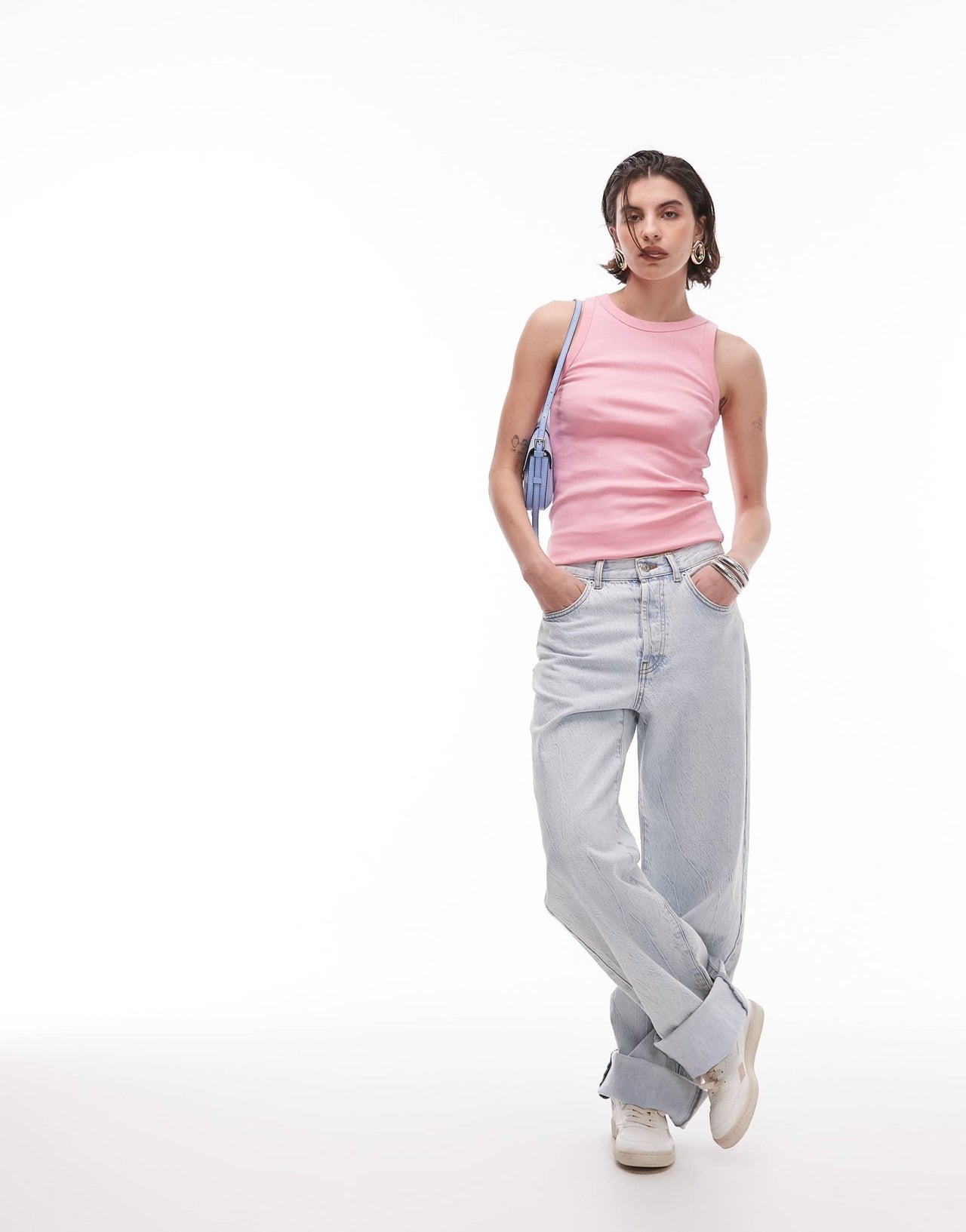 ARKET rib jersey vest top in light pink - ASOS Sample Sale