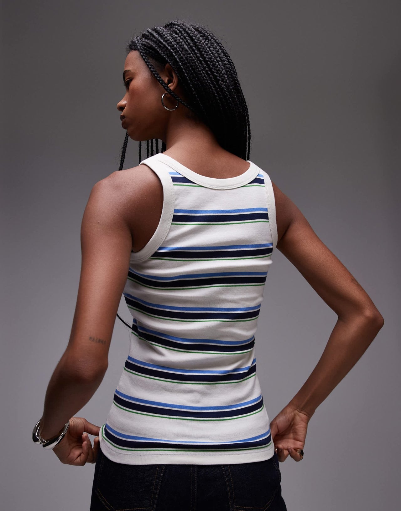 ARKET rib jersey vest top in multi stripes - ASOS Sample Sale