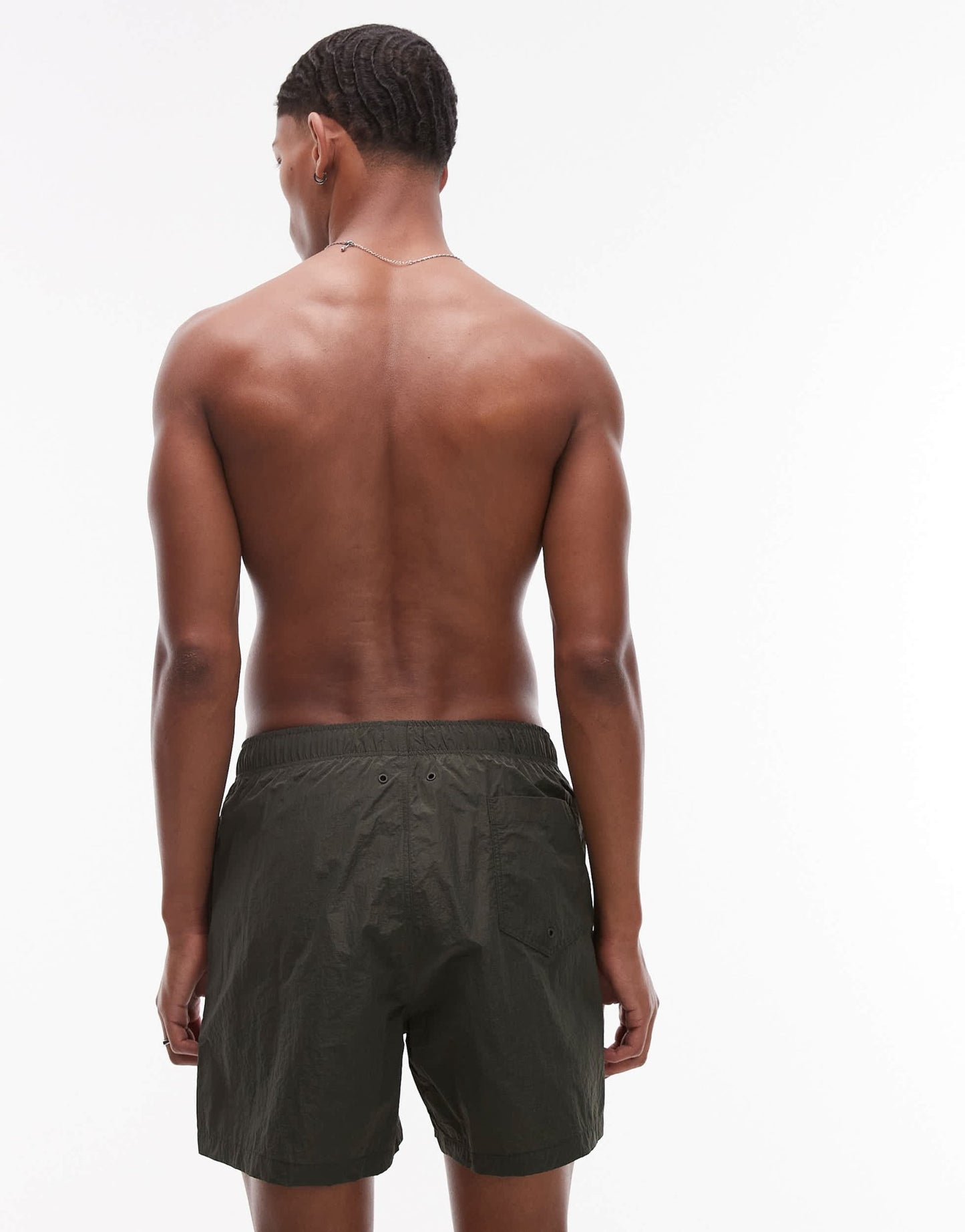 ARKET ribstop swim short in dark green check - ASOS Sample Sale