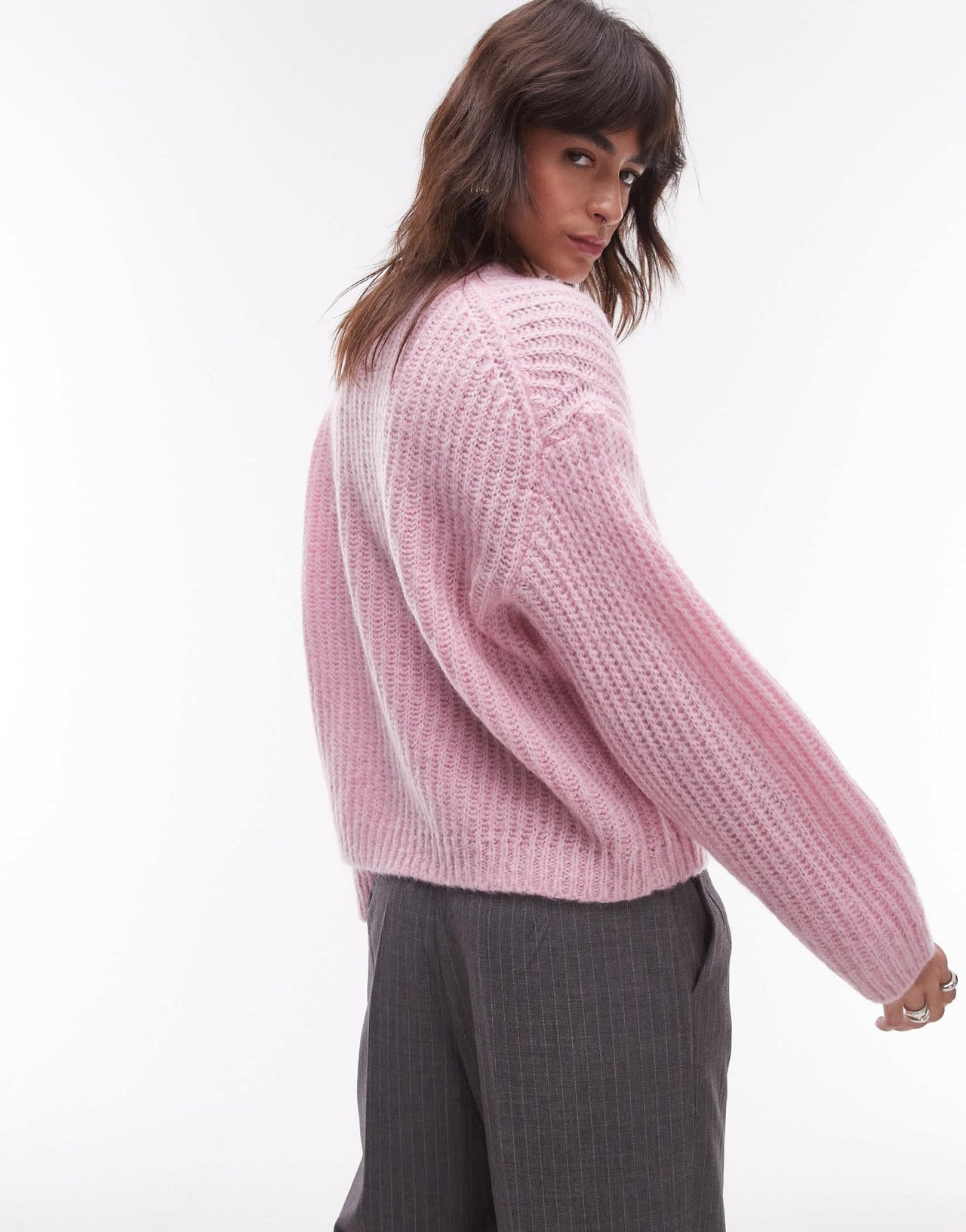 ARKET rich wool knitted sweater with mohair in pink - ASOS Sample Sale