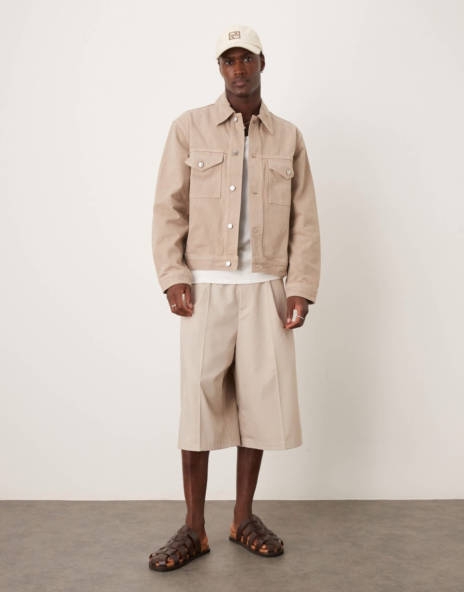 ARKET rigid denim trucker jacket in beige pigment wash - ASOS Sample Sale