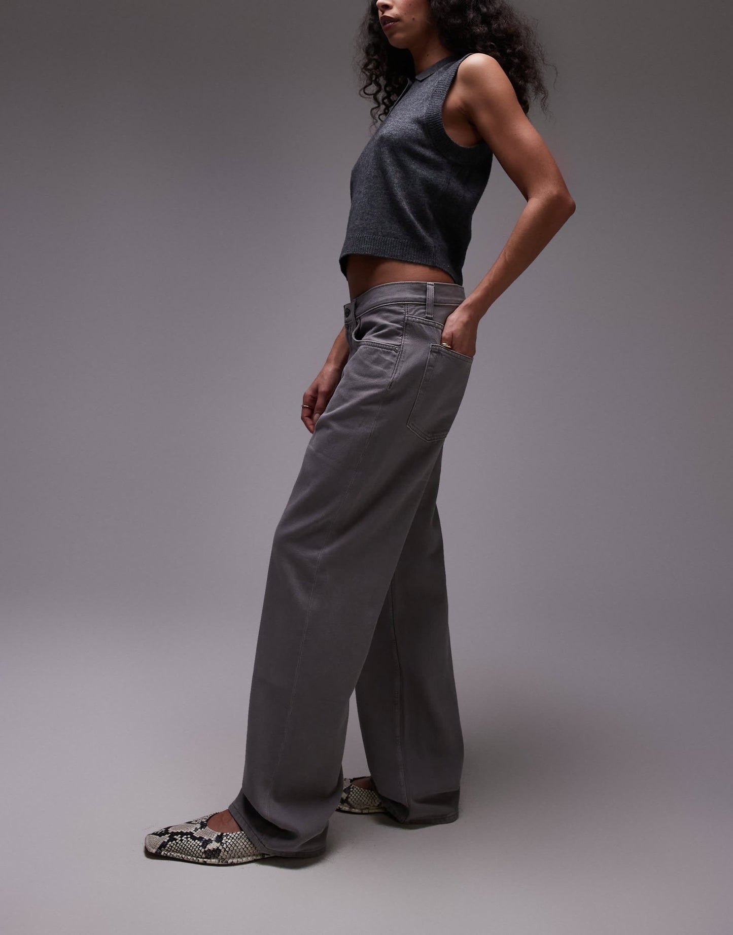 ARKET Shore low waist relaxed boyfriend fit jeans in soft grey wash - ASOS Sample Sale
