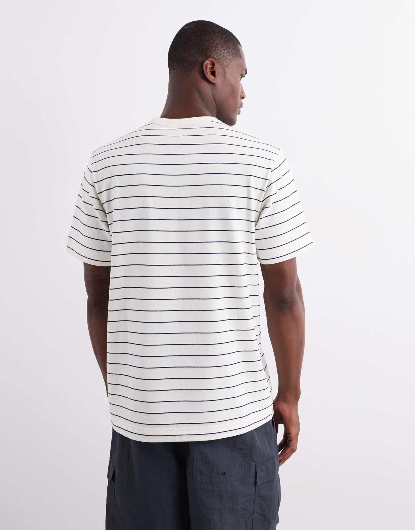 ARKET short sleeve t-shirt with pocket in white and blue stripes - ASOS Sample Sale