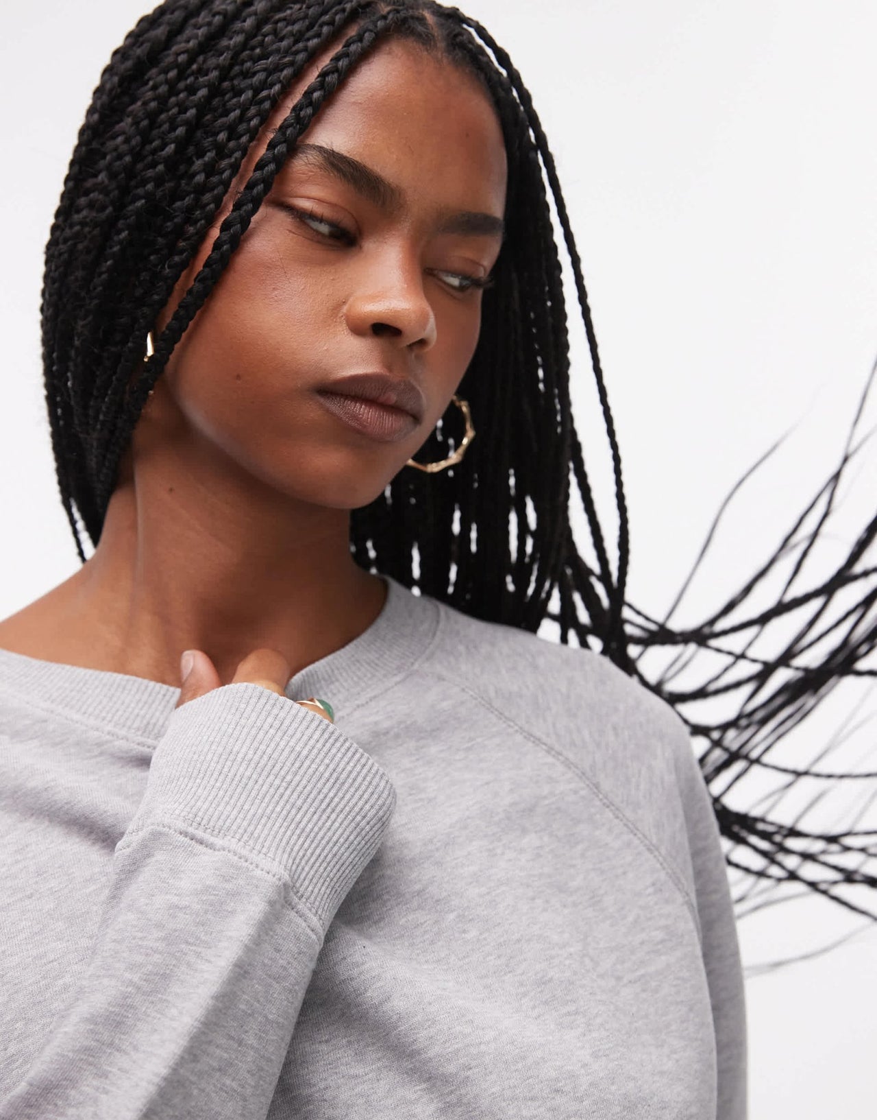 ARKET soft crew neck terry sweatshirt in grey melange - ASOS Sample Sale