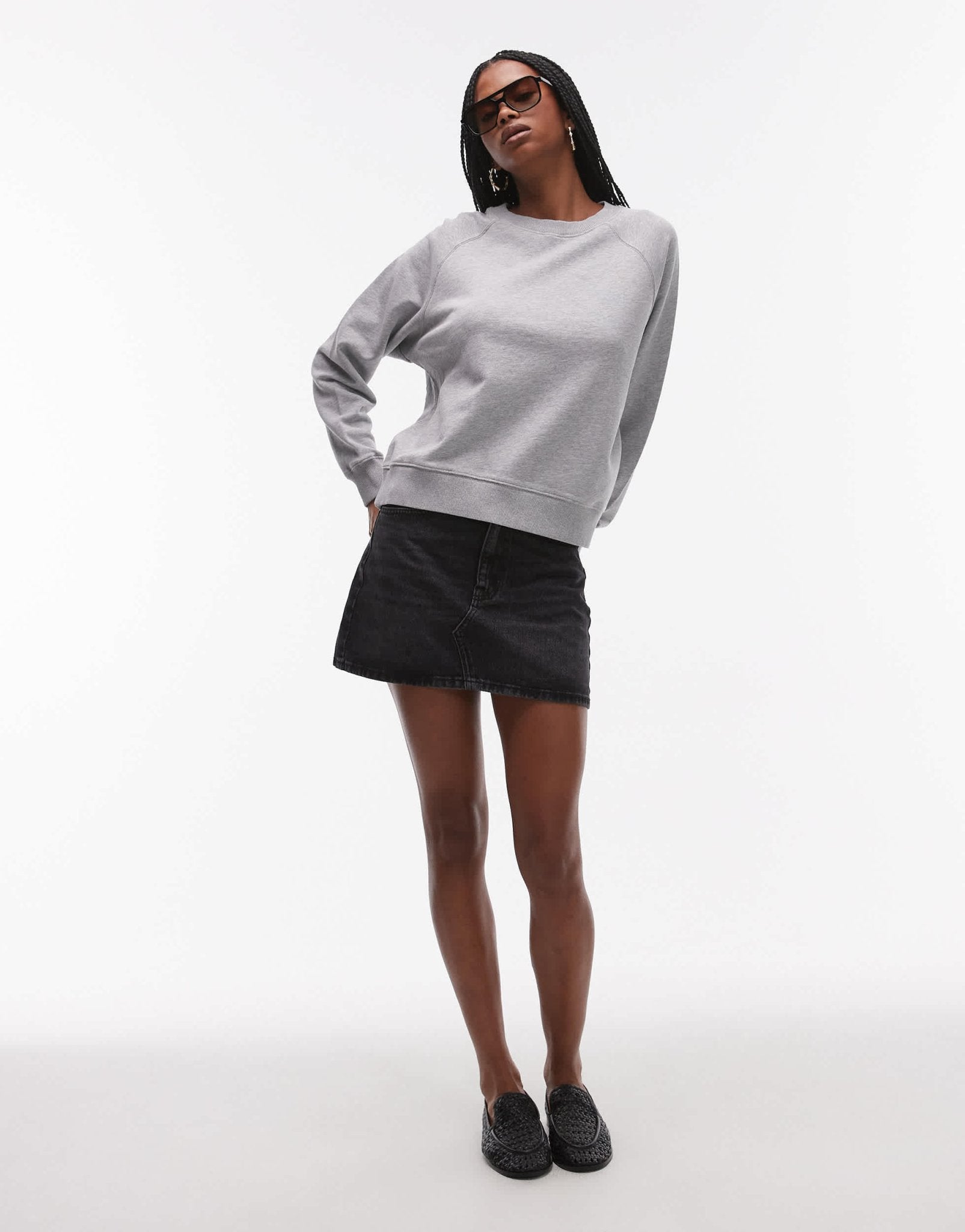 ARKET soft crew neck terry sweatshirt in grey melange - ASOS Sample Sale