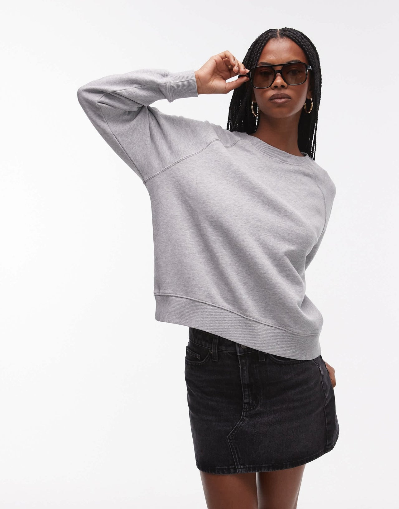 ARKET soft crew neck terry sweatshirt in grey melange - ASOS Sample Sale