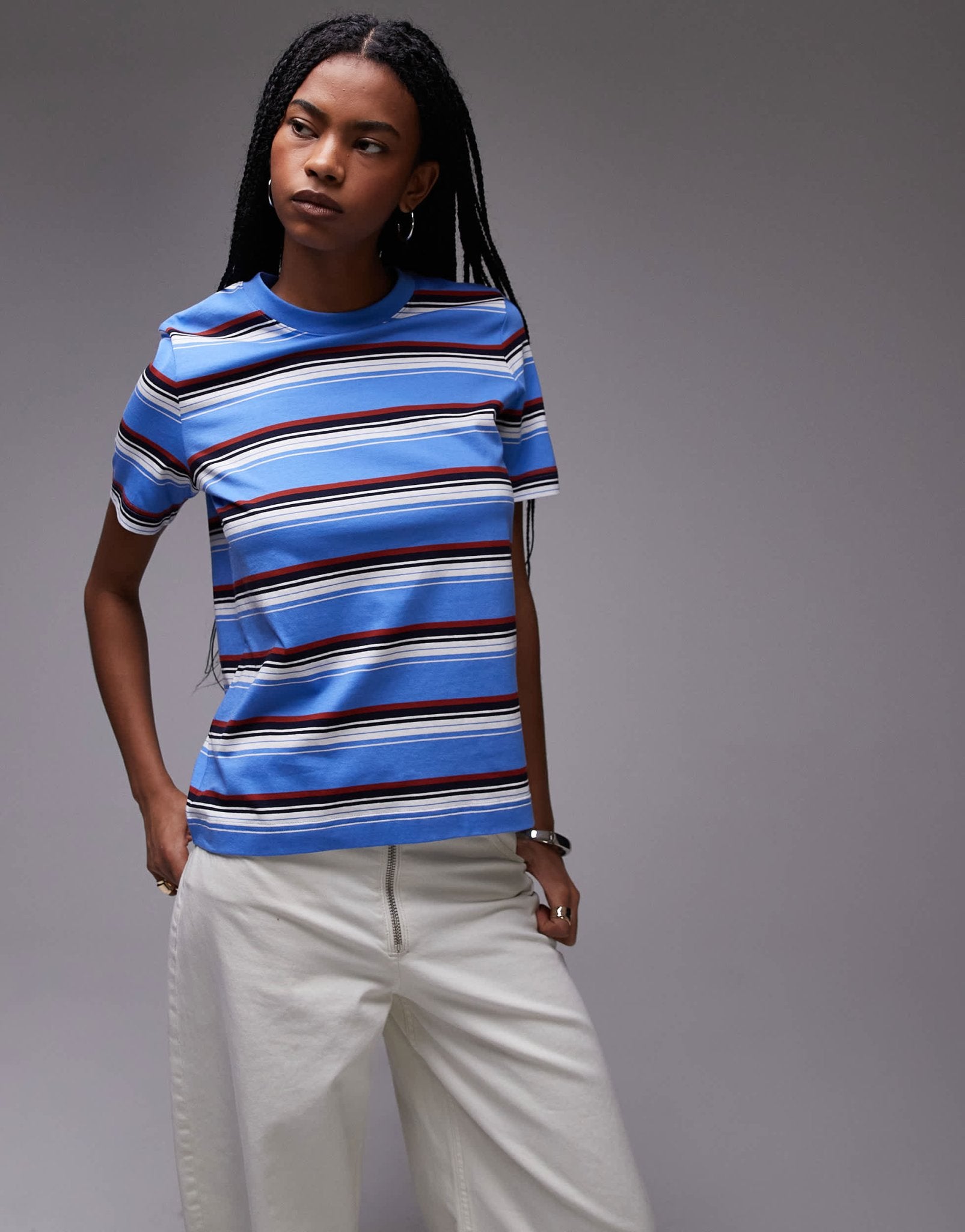 ARKET t-shirt in blue retro stripe - ASOS Sample Sale