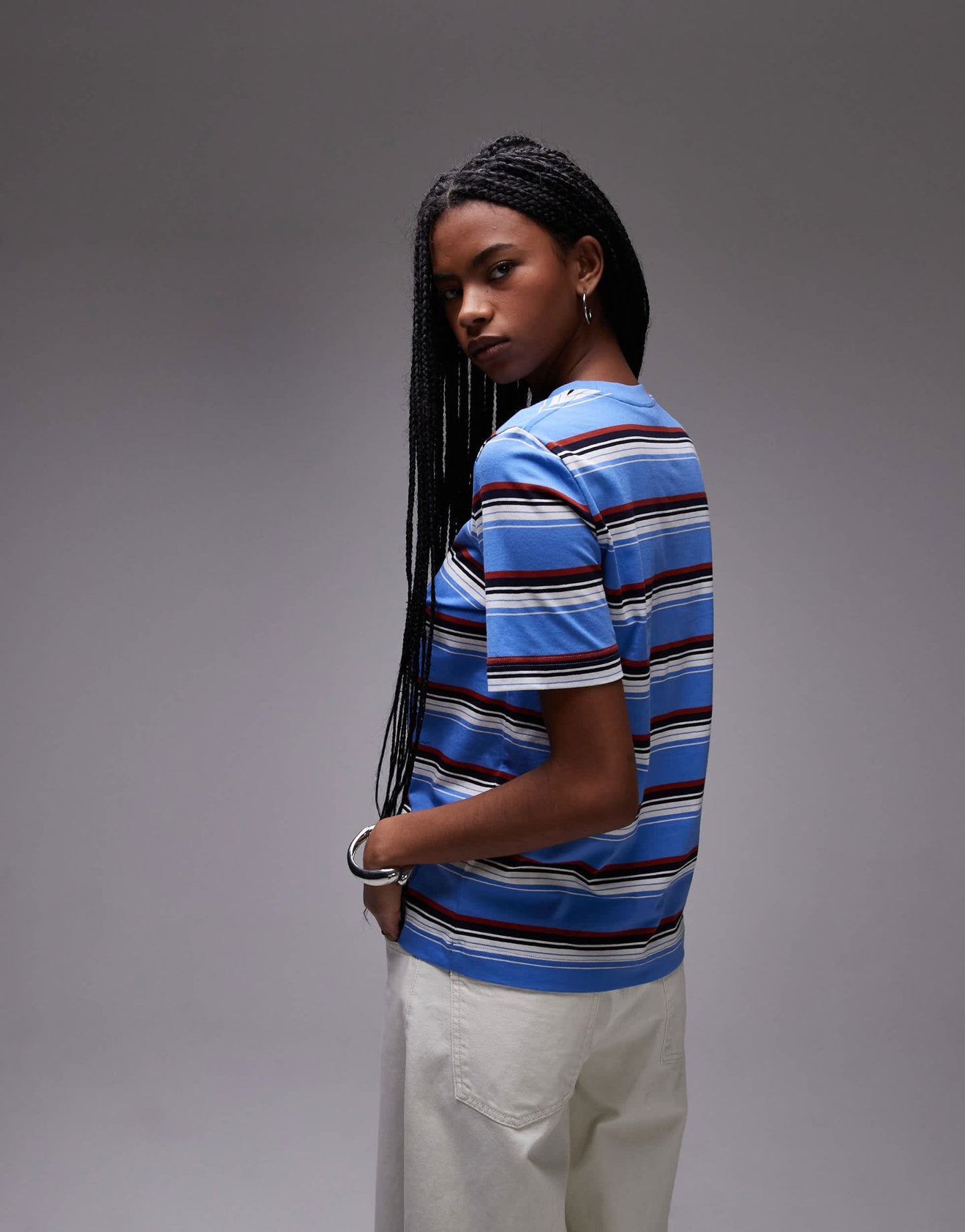 ARKET t-shirt in blue retro stripe - ASOS Sample Sale