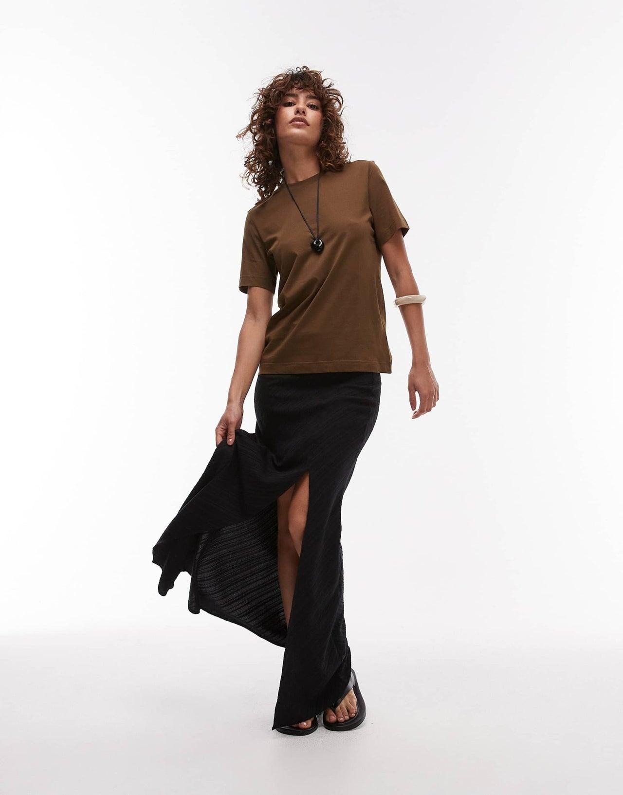 ARKET t-shirt in mocha brown - ASOS Sample Sale