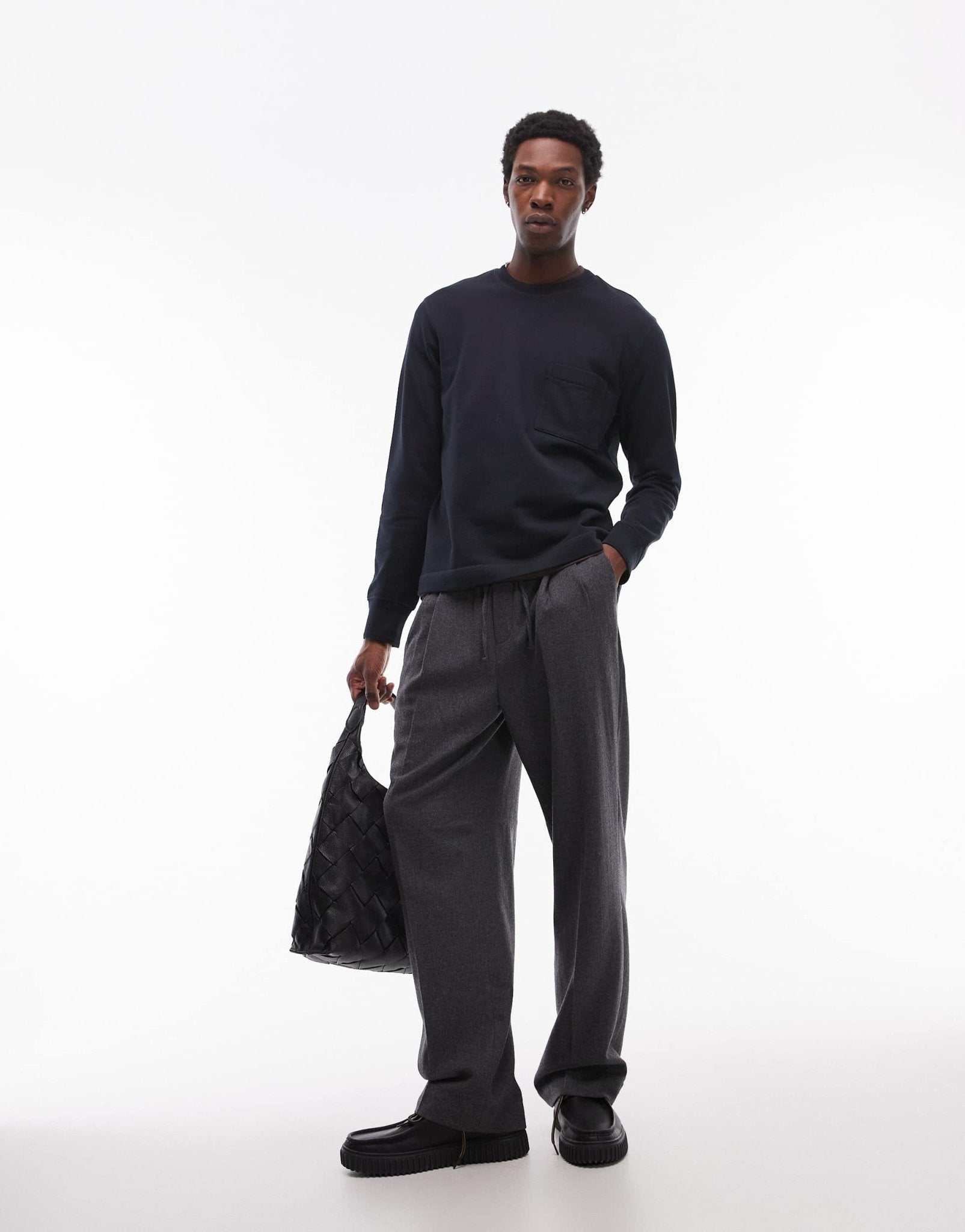 ARKET terry jersey sweatshirt with pocket in navy - ASOS Sample Sale