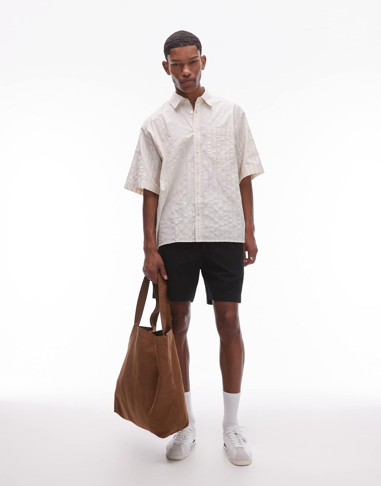 ARKET textured cotton dobby oversized shirt in off white - ASOS Sample Sale