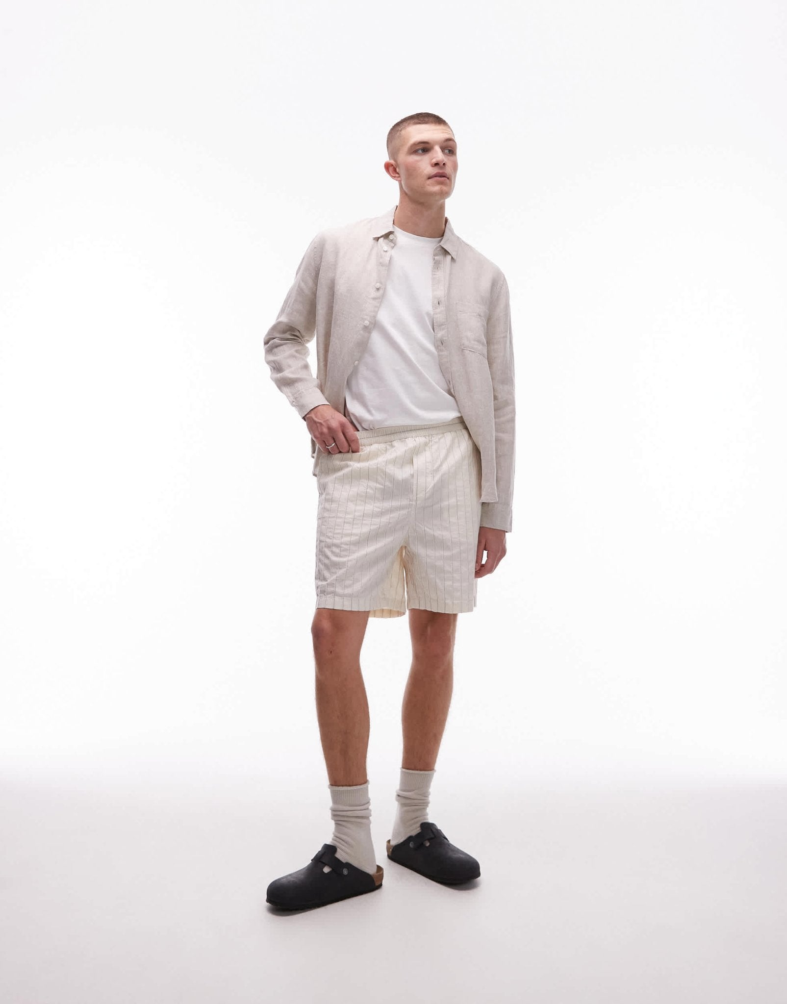 ARKET textured cotton dobby pull - on shorts in white - ASOS Sample Sale