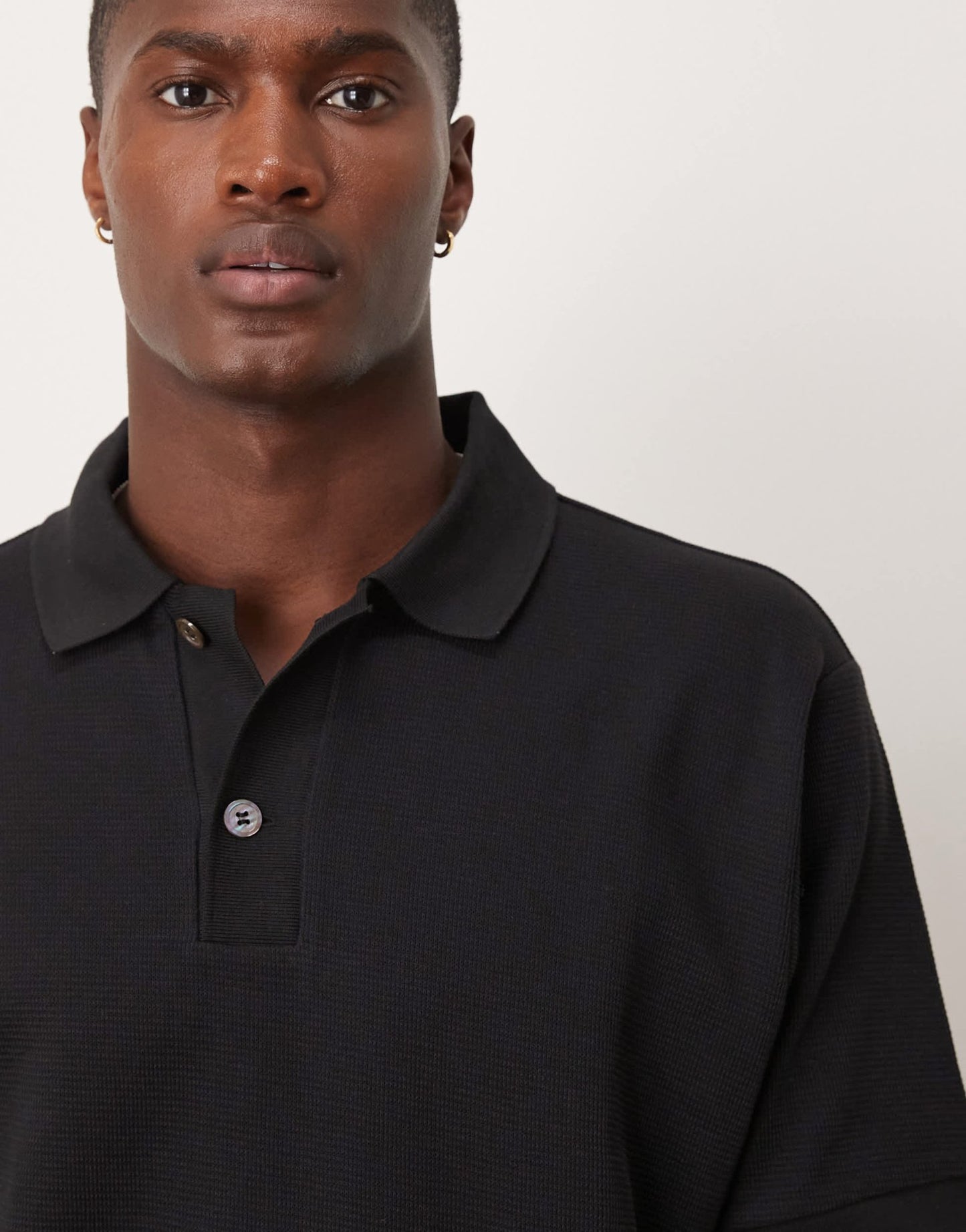 ARKET textured heavyweight jersey polo in black - ASOS Sample Sale