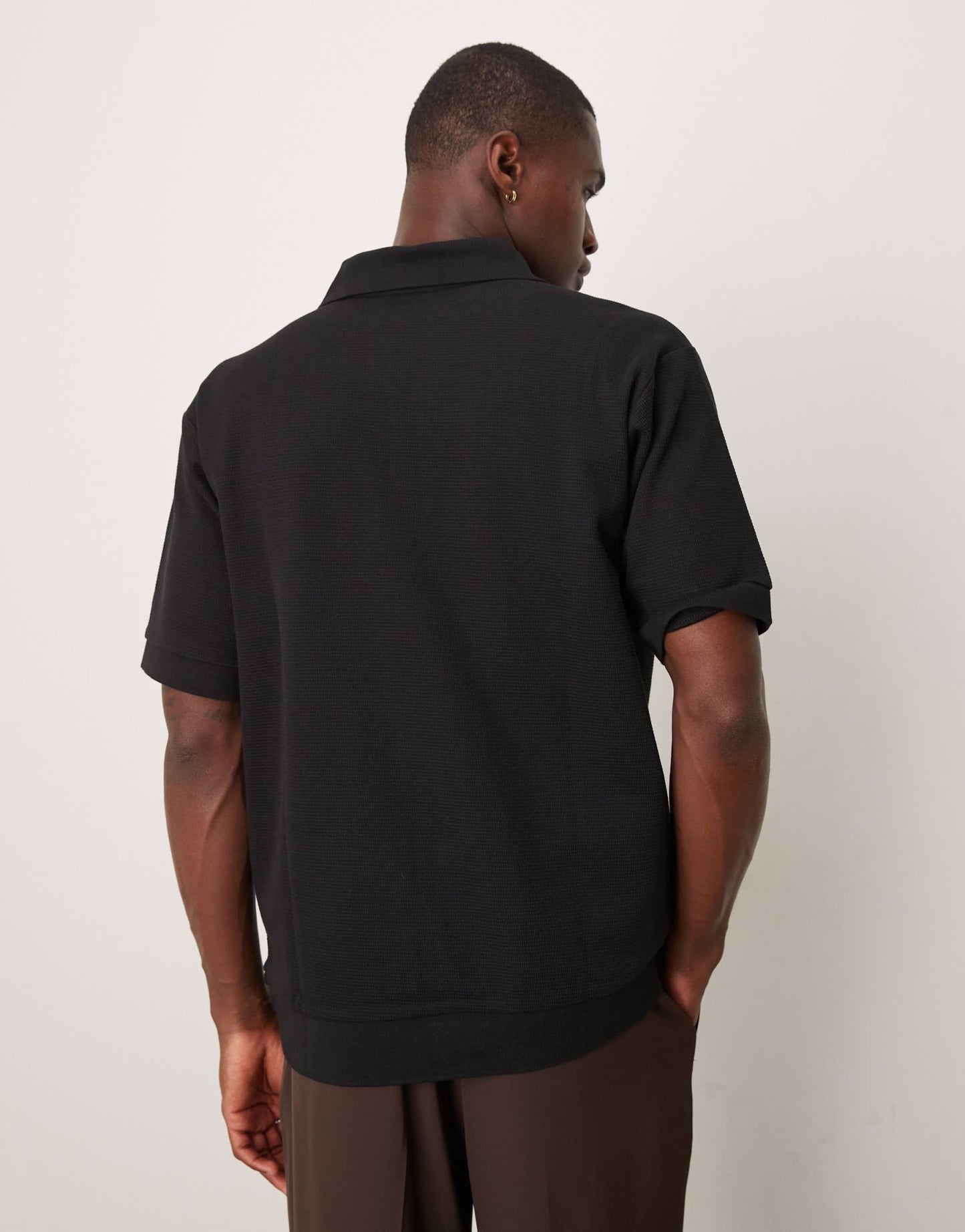ARKET textured heavyweight jersey polo in black - ASOS Sample Sale