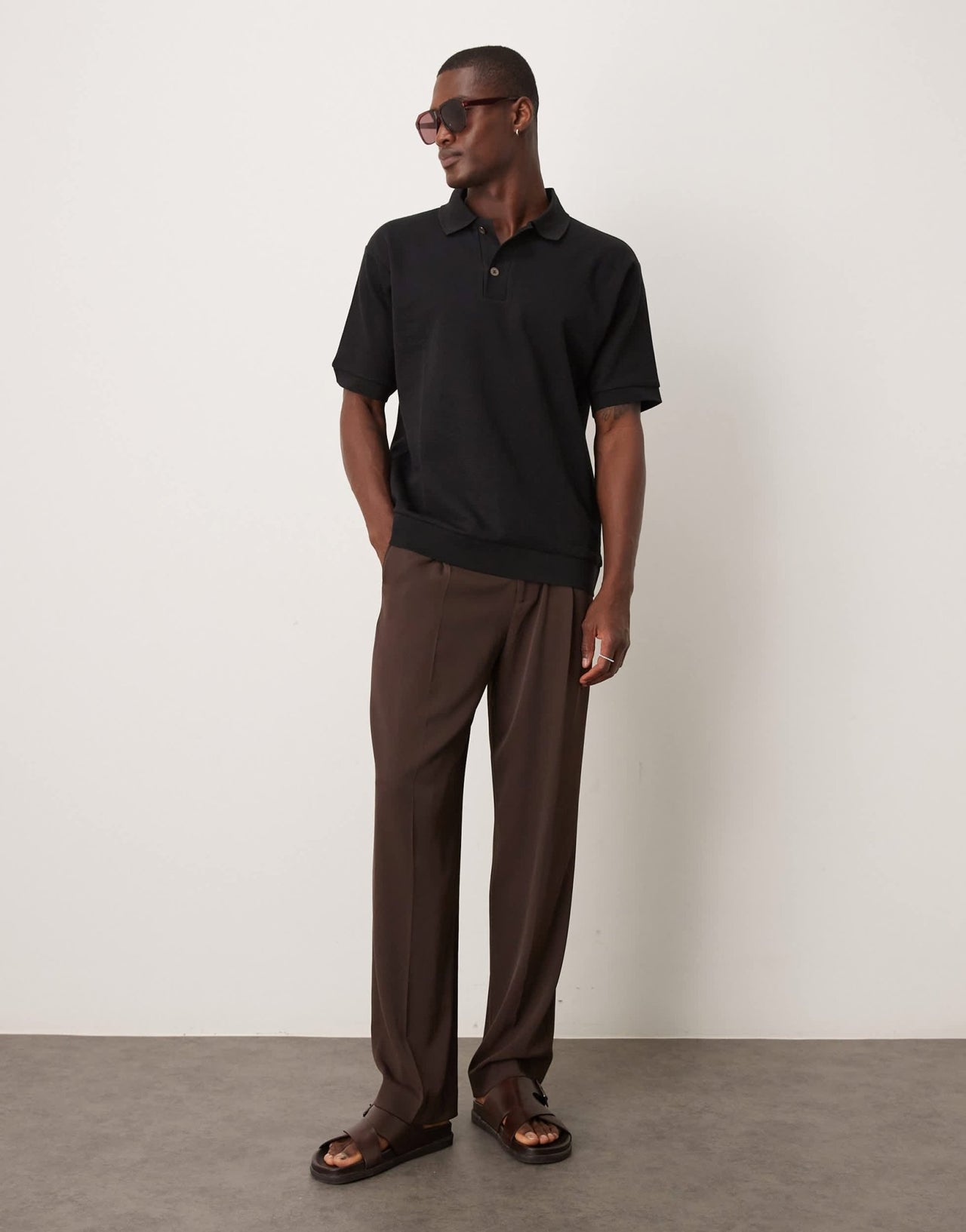 ARKET textured heavyweight jersey polo in black - ASOS Sample Sale