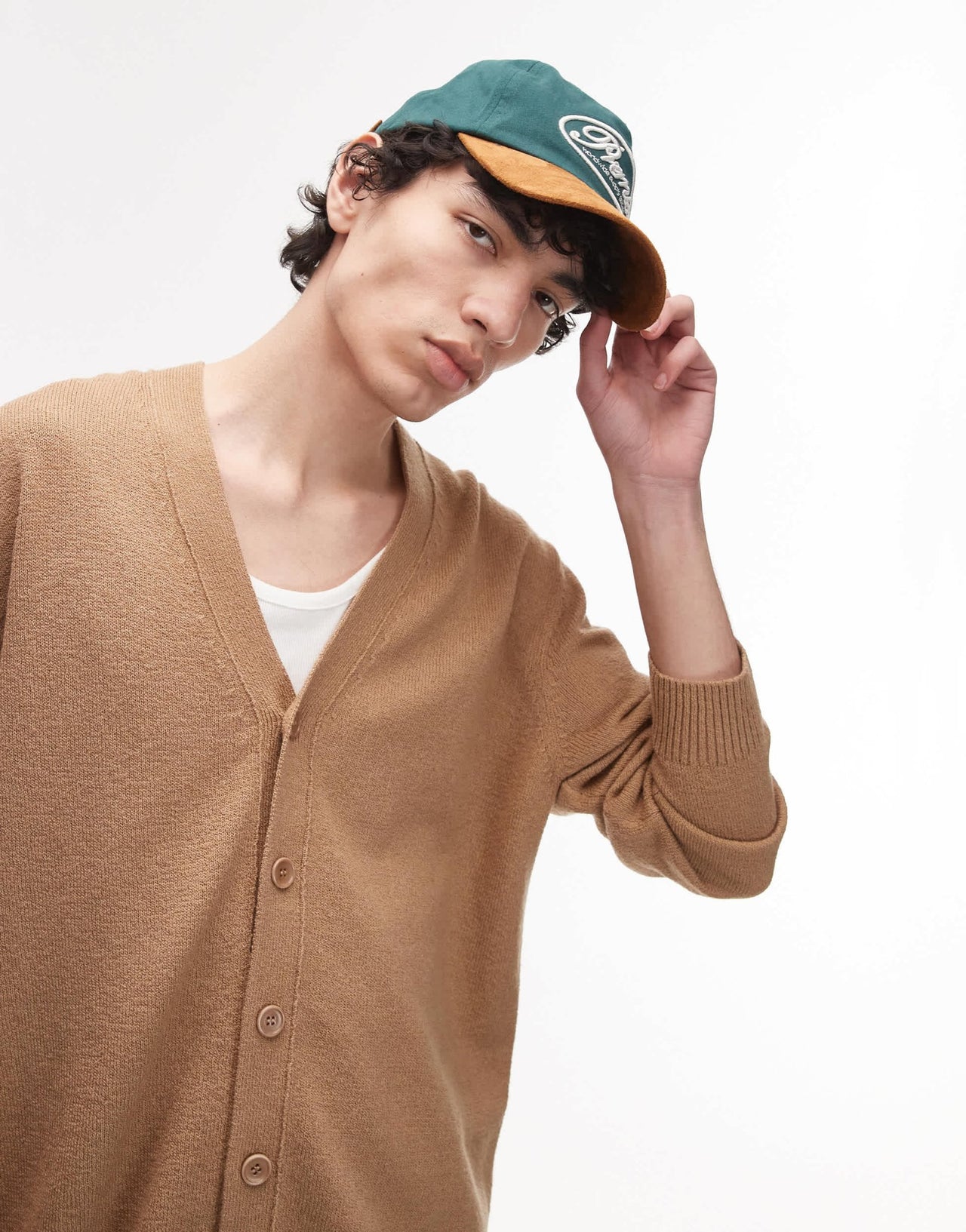 ARKET textured lightweight knitted cardigan in camel beige - ASOS Sample Sale