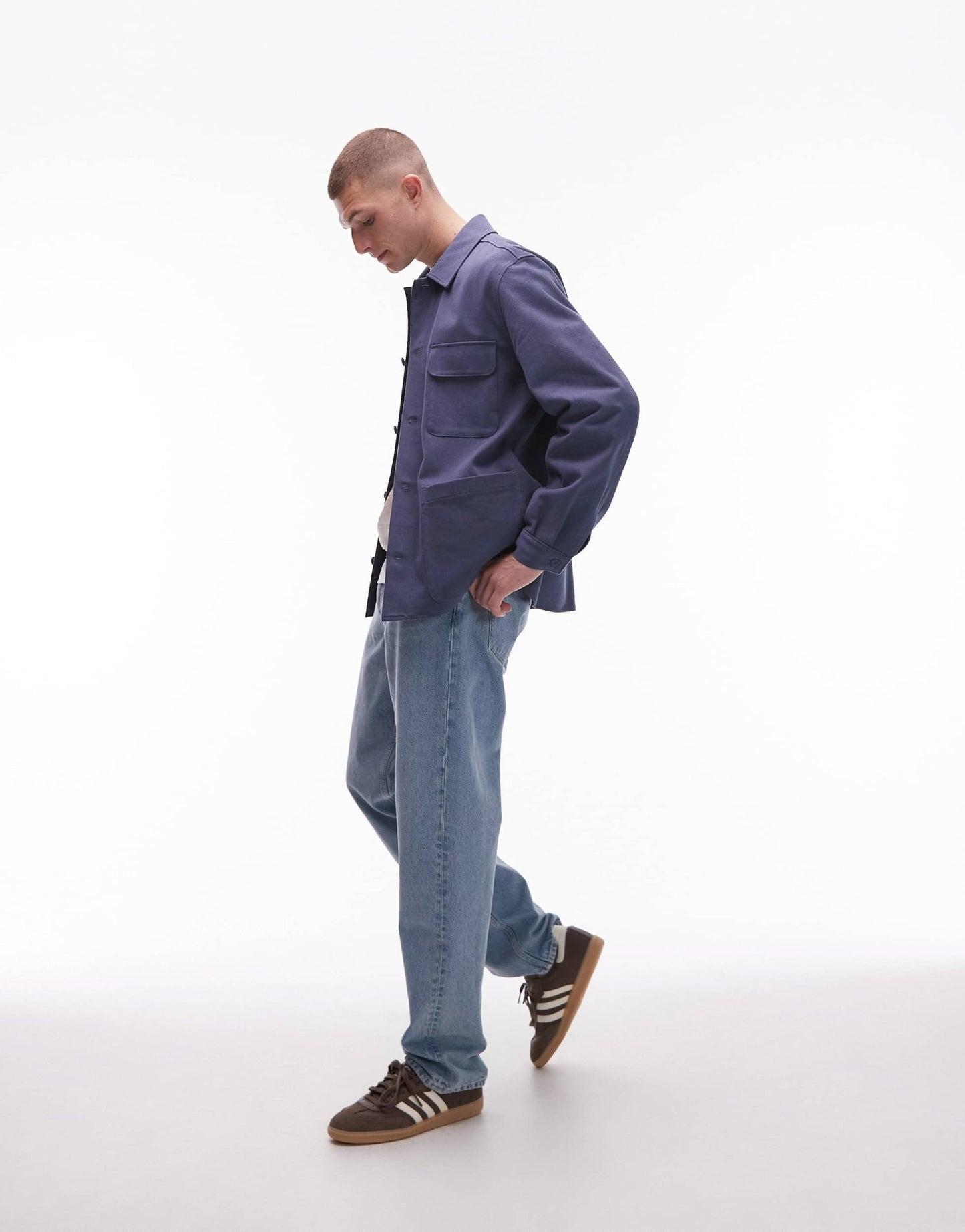 ARKET textured linen blend overshirt in blue - ASOS Sample Sale