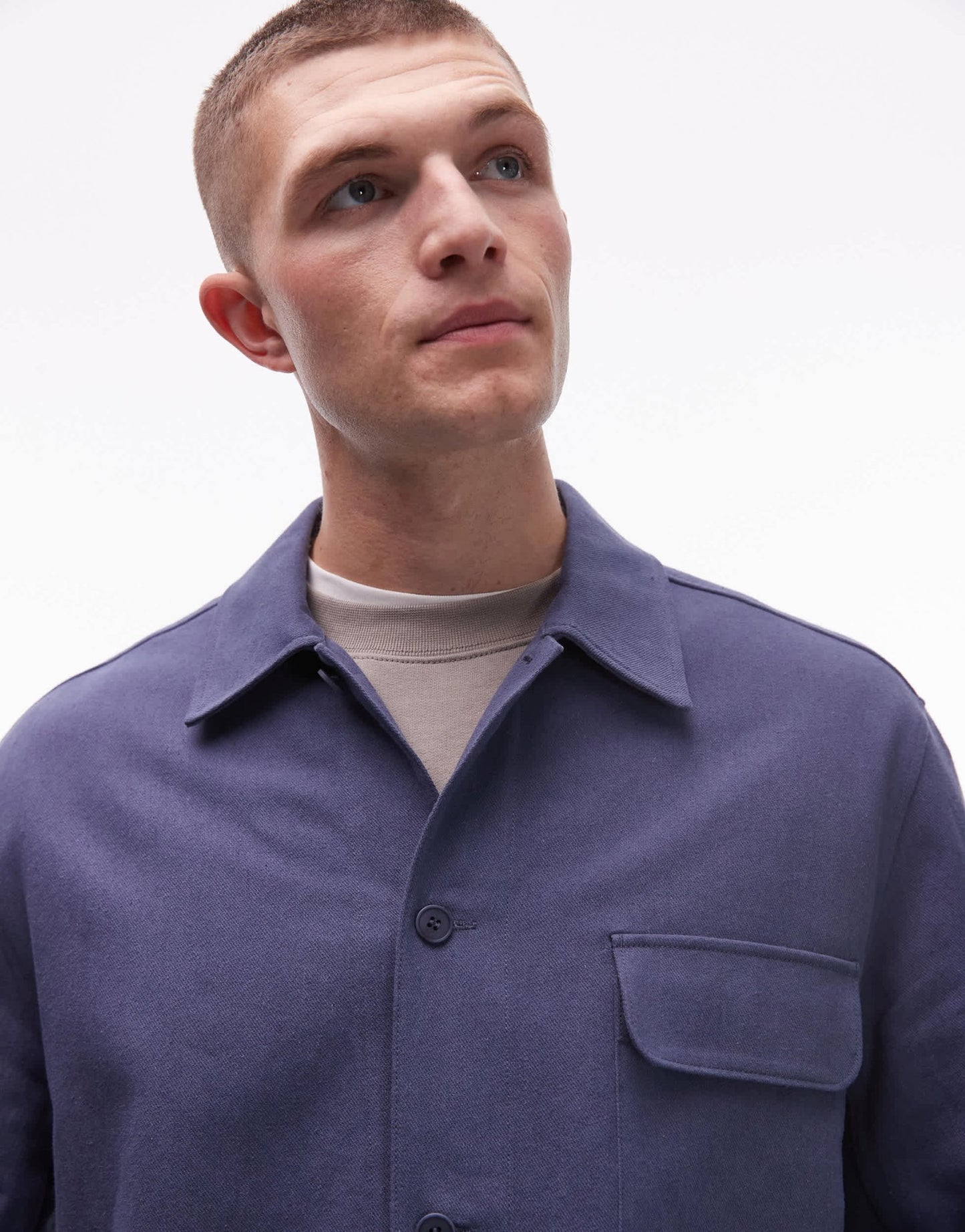 ARKET textured linen blend overshirt in blue - ASOS Sample Sale