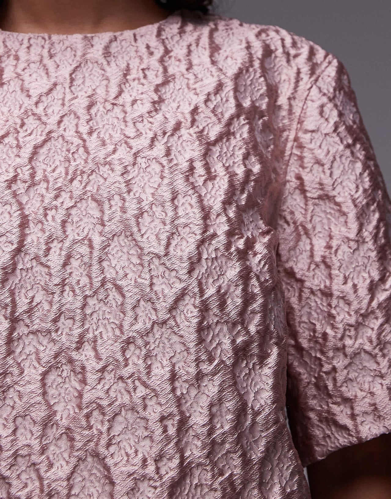 ARKET textured metallic jacquard oversized t-shirt top in pink - ASOS Sample Sale