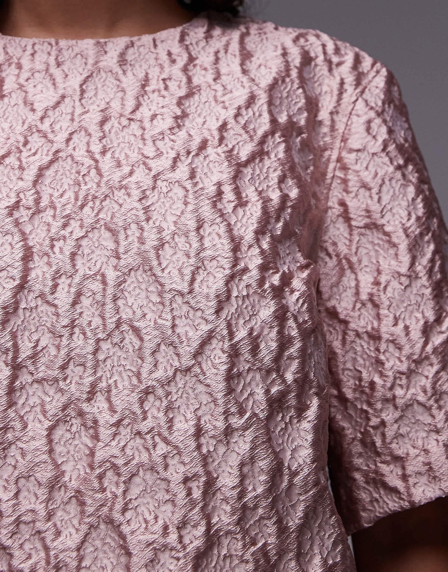 ARKET textured metallic jacquard oversized t-shirt top in pink - ASOS Sample Sale