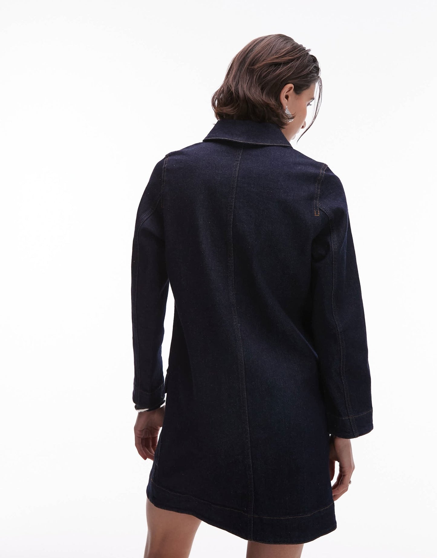 ARKET utility denim mini dress with patch front pockets in clean indigo wash - ASOS Sample Sale
