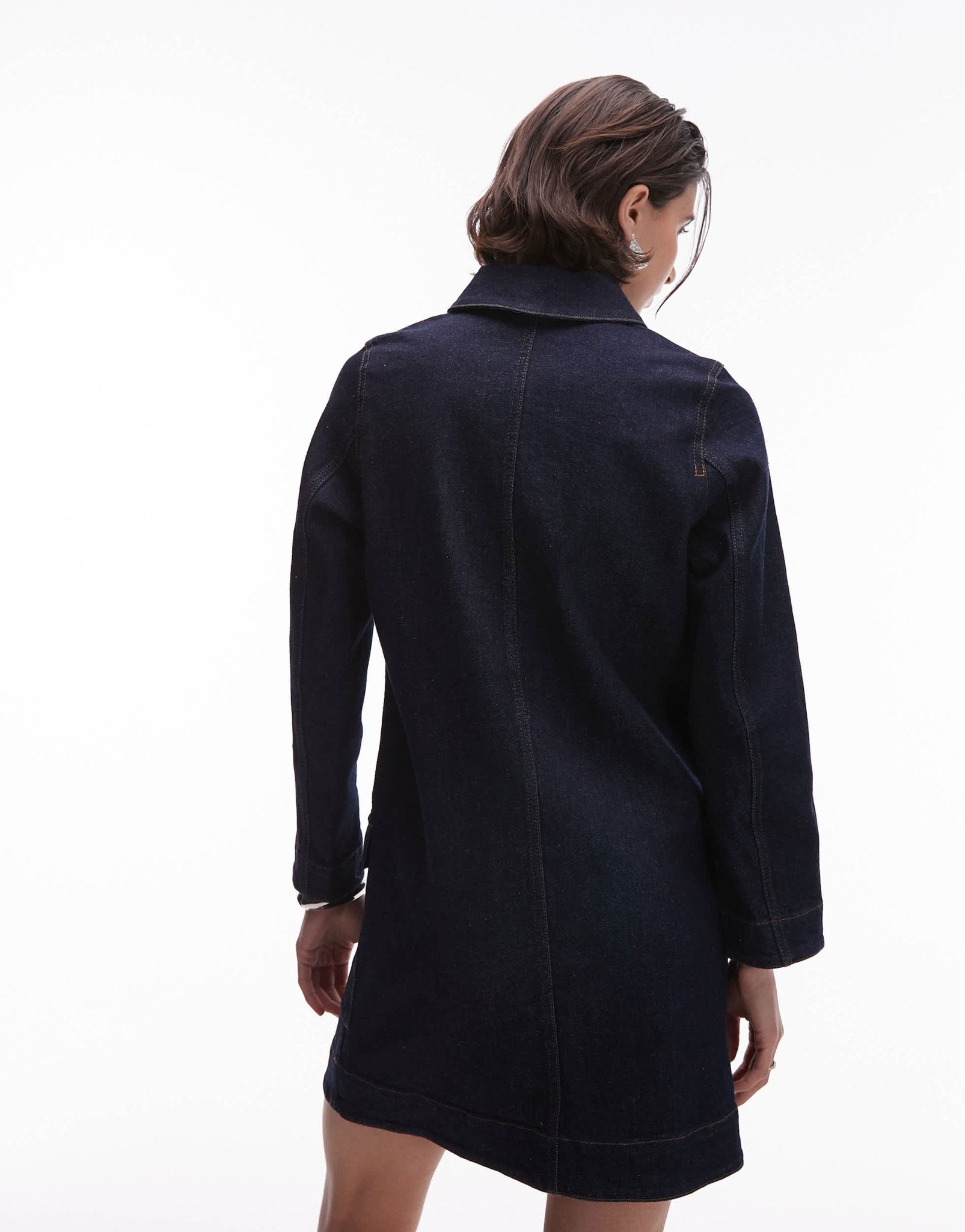 ARKET utility denim mini dress with patch front pockets in clean indigo wash - ASOS Sample Sale