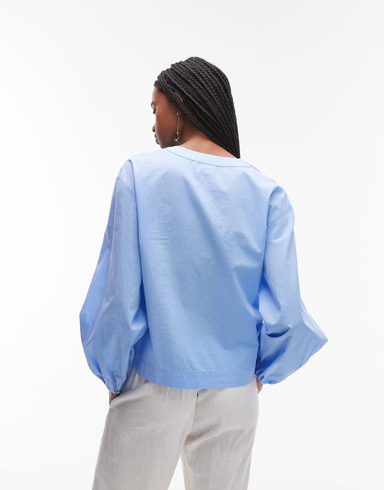 ARKET v-neck blouse with bow tie front in blue - ASOS Sample Sale
