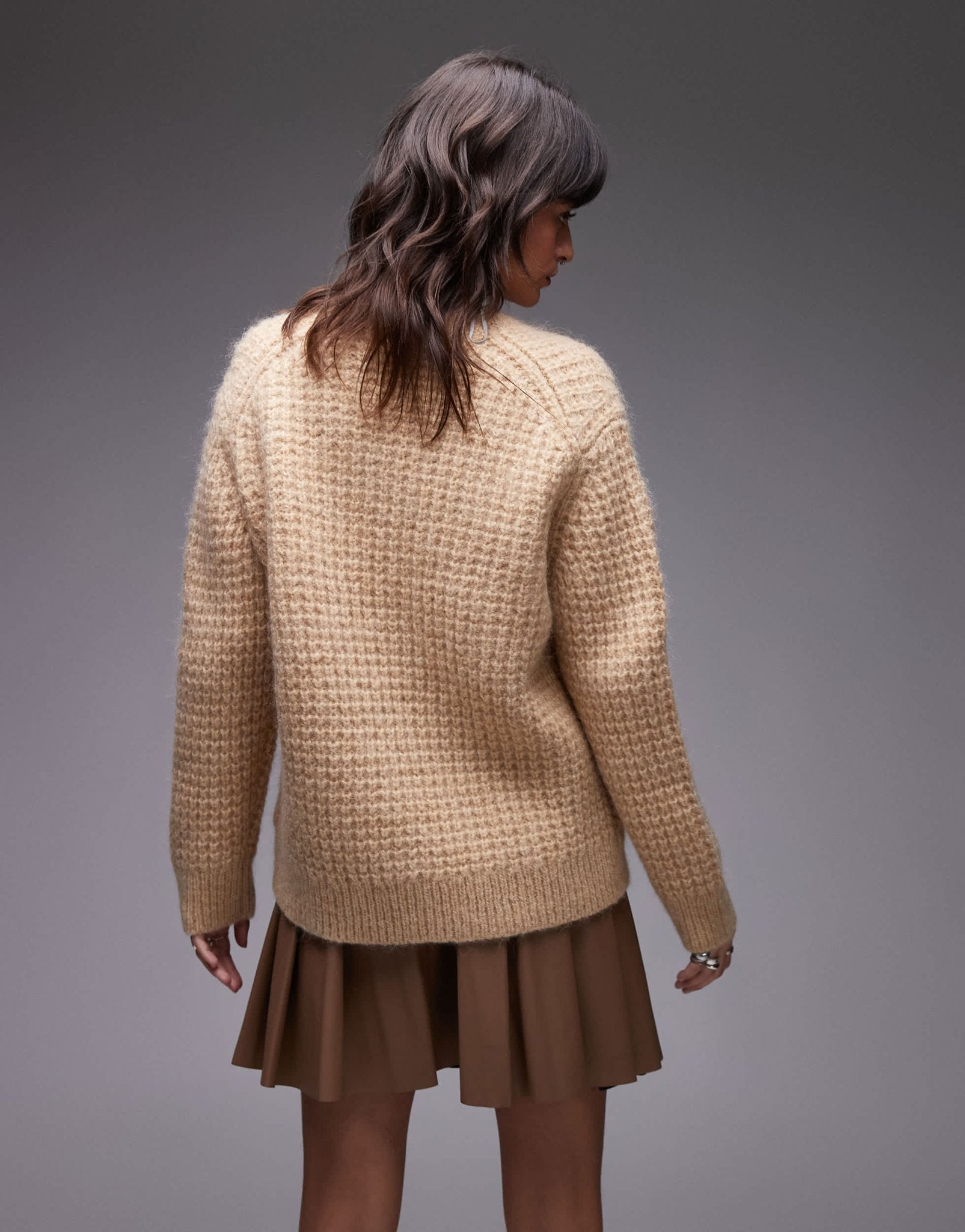 ARKET waffle rib knit oversized sweater in beige - ASOS Sample Sale