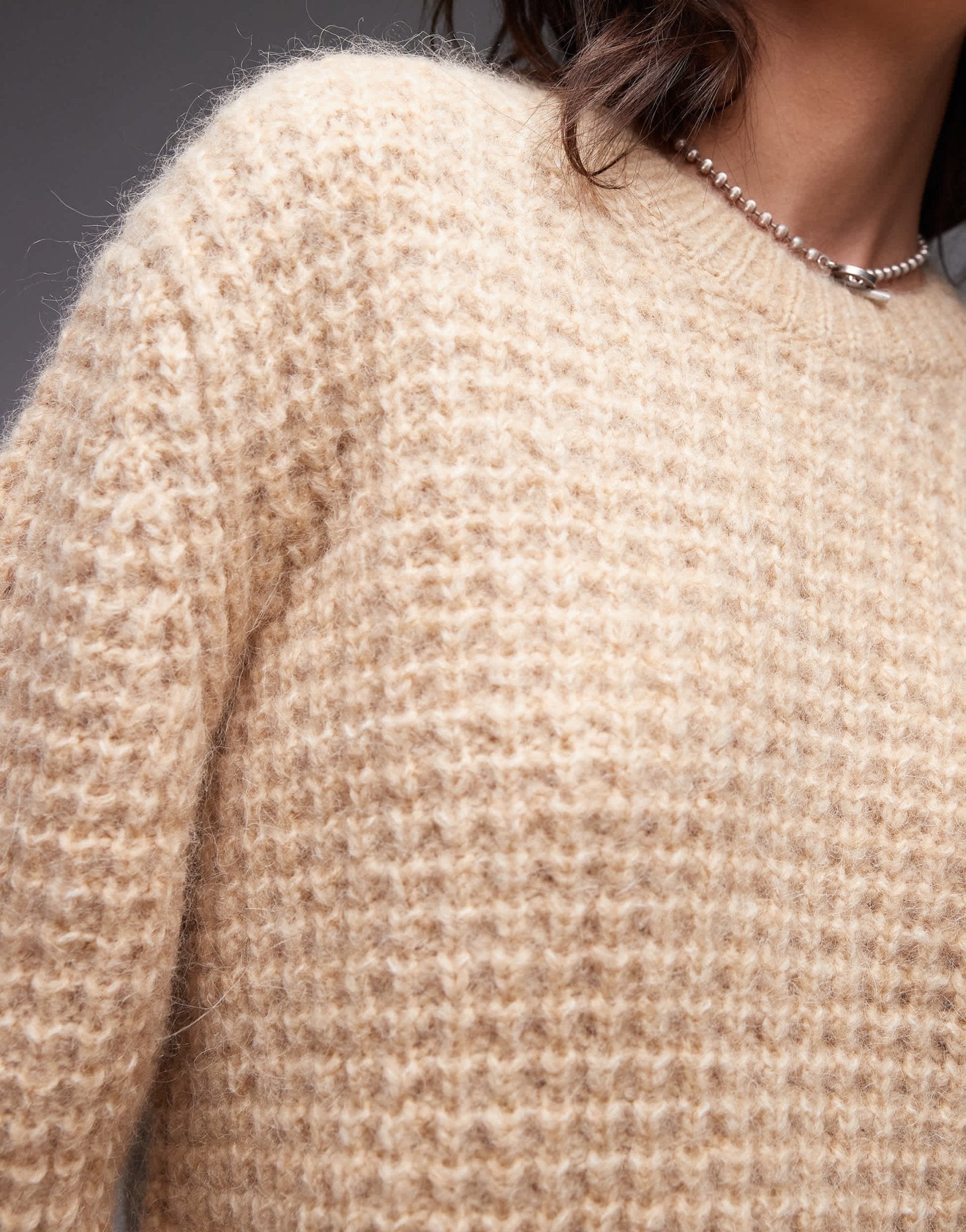 ARKET waffle rib knit oversized sweater in beige - ASOS Sample Sale